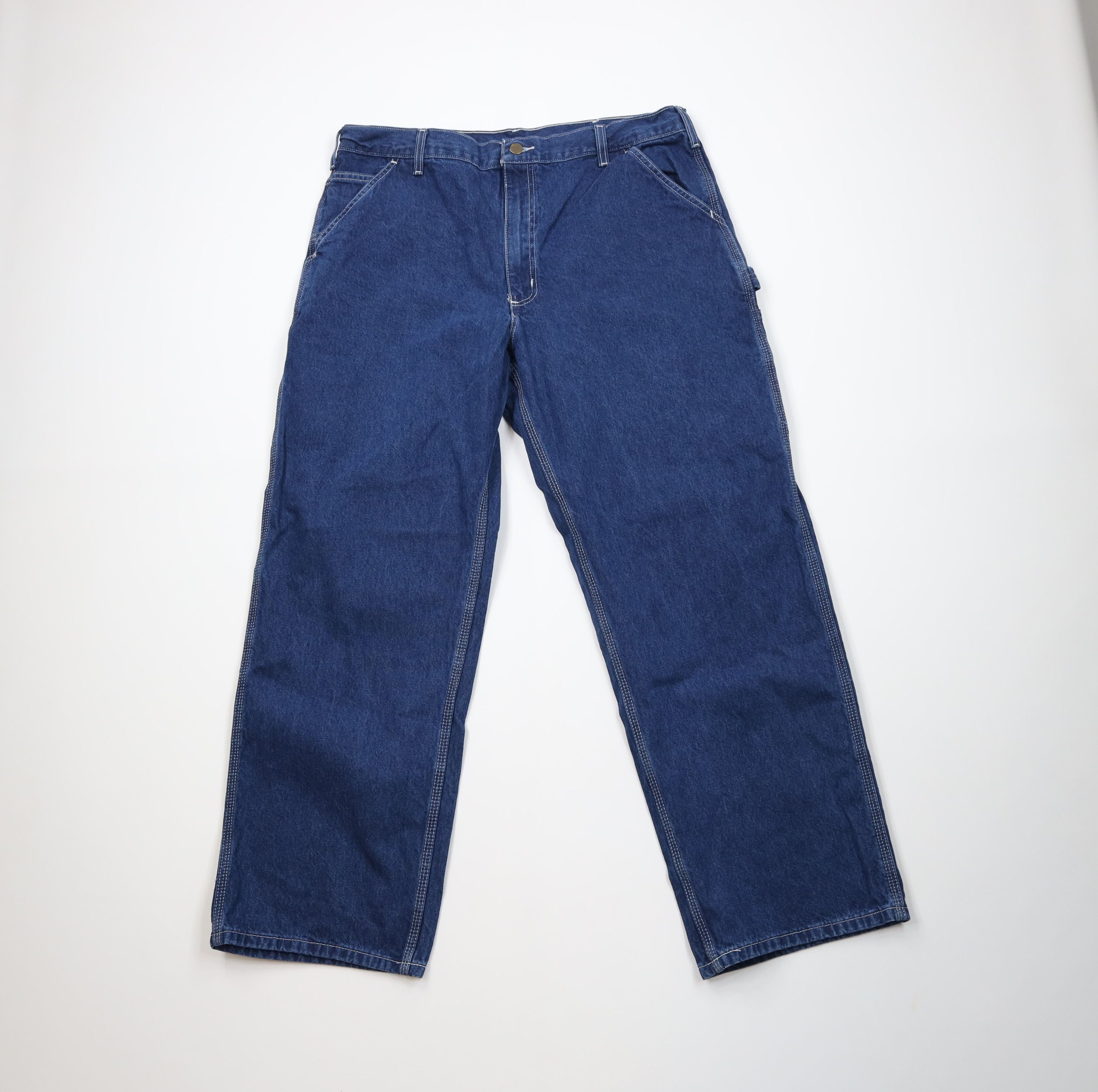 Carhartt Vintage Y2K Carhartt Spell Out Wide Leg Dungaree Jeans Blue Size US 38 / EU 54 - 1 Thumbnail