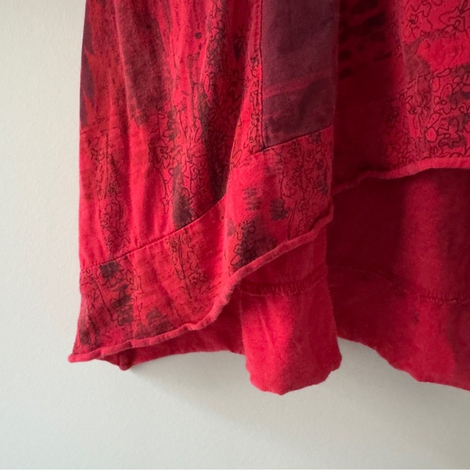 Vintage Vintage patchwork style button front Red babydoll Top Large Size L / US 10 / IT 46 - 7 Thumbnail