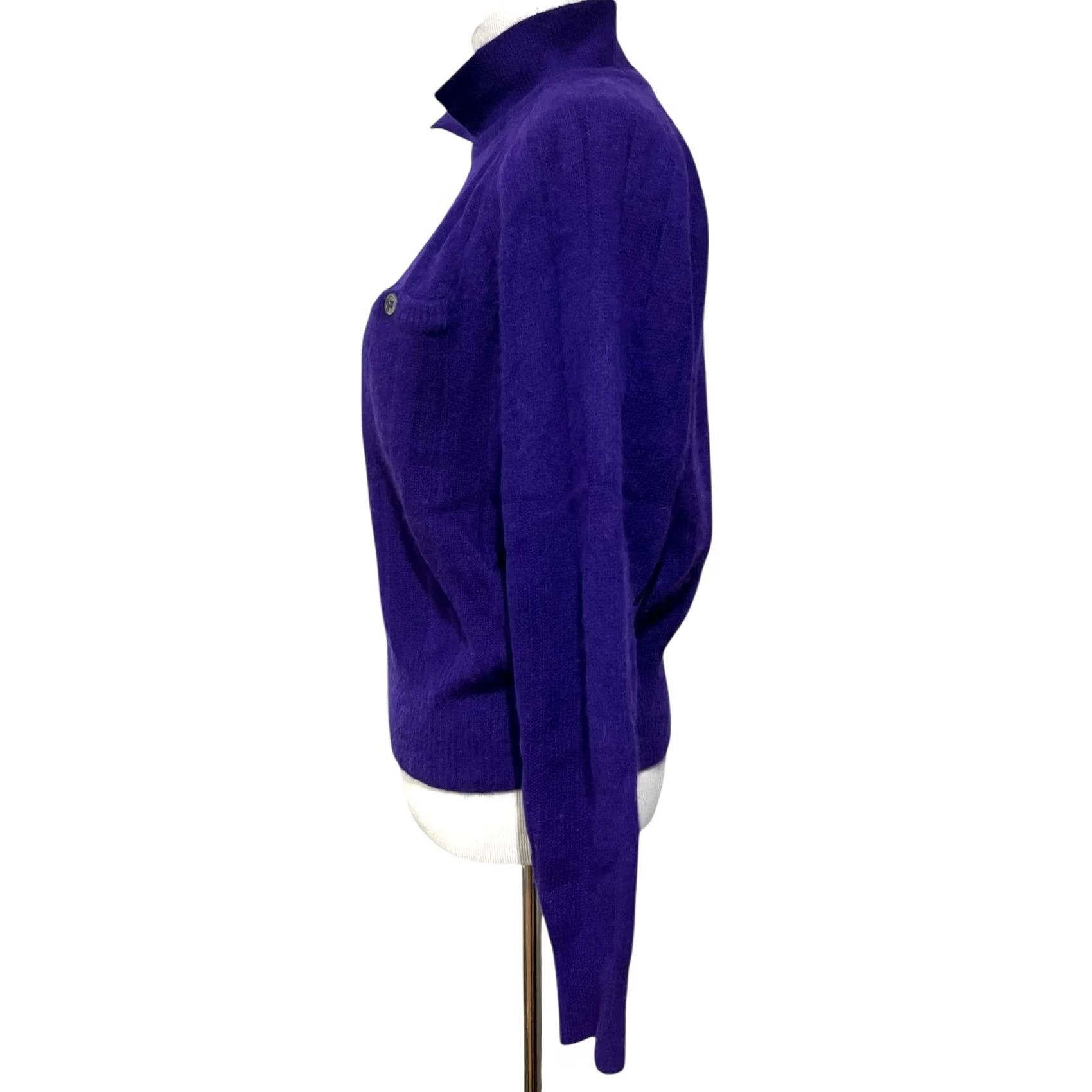 Liz Claiborne VINTAGE Liz Claiborne Sweater Womens M Purple Cable-Knit Angora Wool Collared 90s Classic Size M / US 6-8 / IT 42-44 - 5 Thumbnail