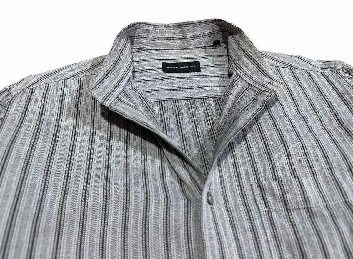Japanese Brand × Kansai Yamamoto × Yohji Yamamoto 🔥Rare Vintage Kansai Yamamoto Striped Shirt Mandarin Collar Size US L / EU 52-54 / 3 - 5 Thumbnail