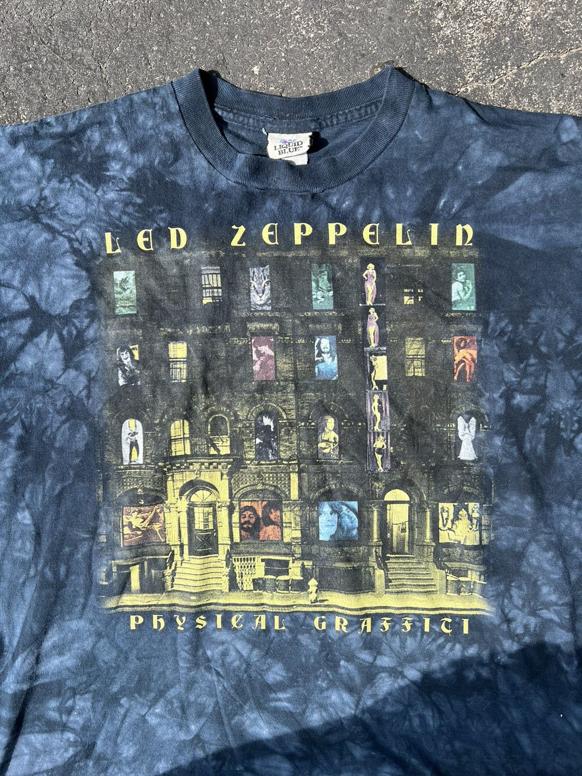 Led Zeppelin Vintage Liquid Blue Led Zeppelin Physical Graffiti T-Shirt Size US XL / EU 56 / 4 - 2 Thumbnail