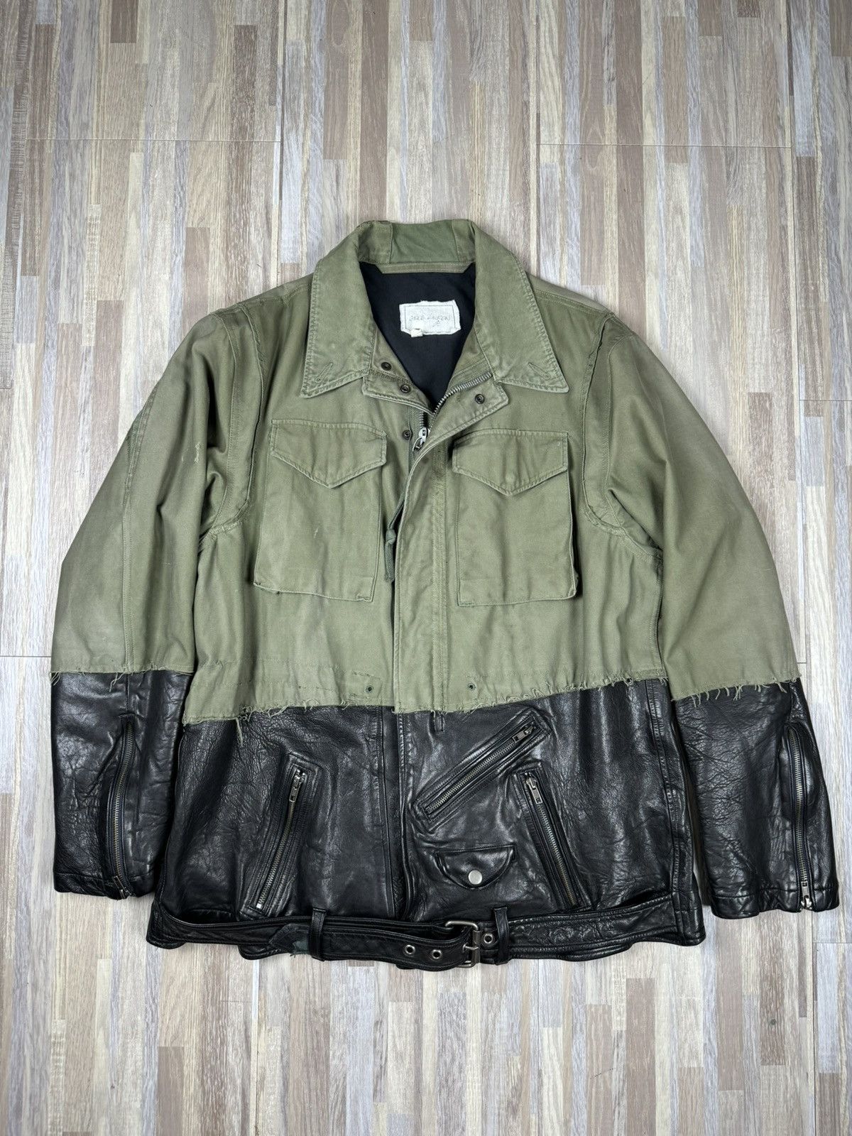 image of Greg Lauren 50/50 M51 / Leather Jacket in Black, Men's (Size Large)