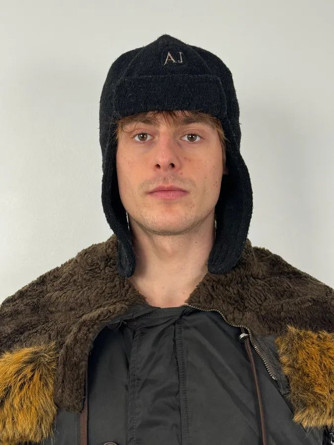 Armani 2000s Armani Black Hybrid Cozy Chapka Hat Size ONE SIZE - 2 Thumbnail