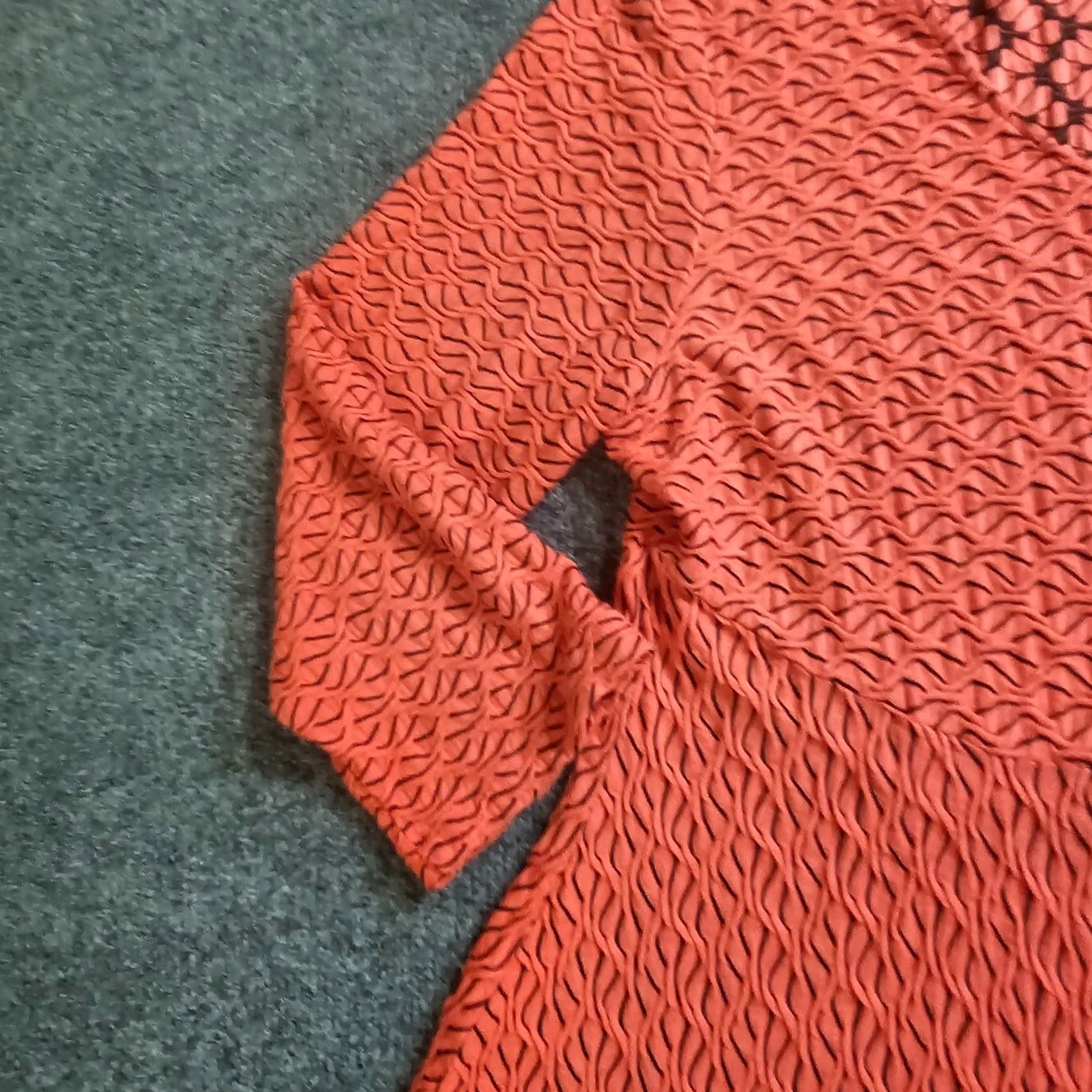 Habitat Habitat Top Blouse Shirt Womens Large Orange 3/4 Sleeve V-Neck Tunic Textured Stretchy Casual Size L / US 10 / IT 46 - 4 Thumbnail