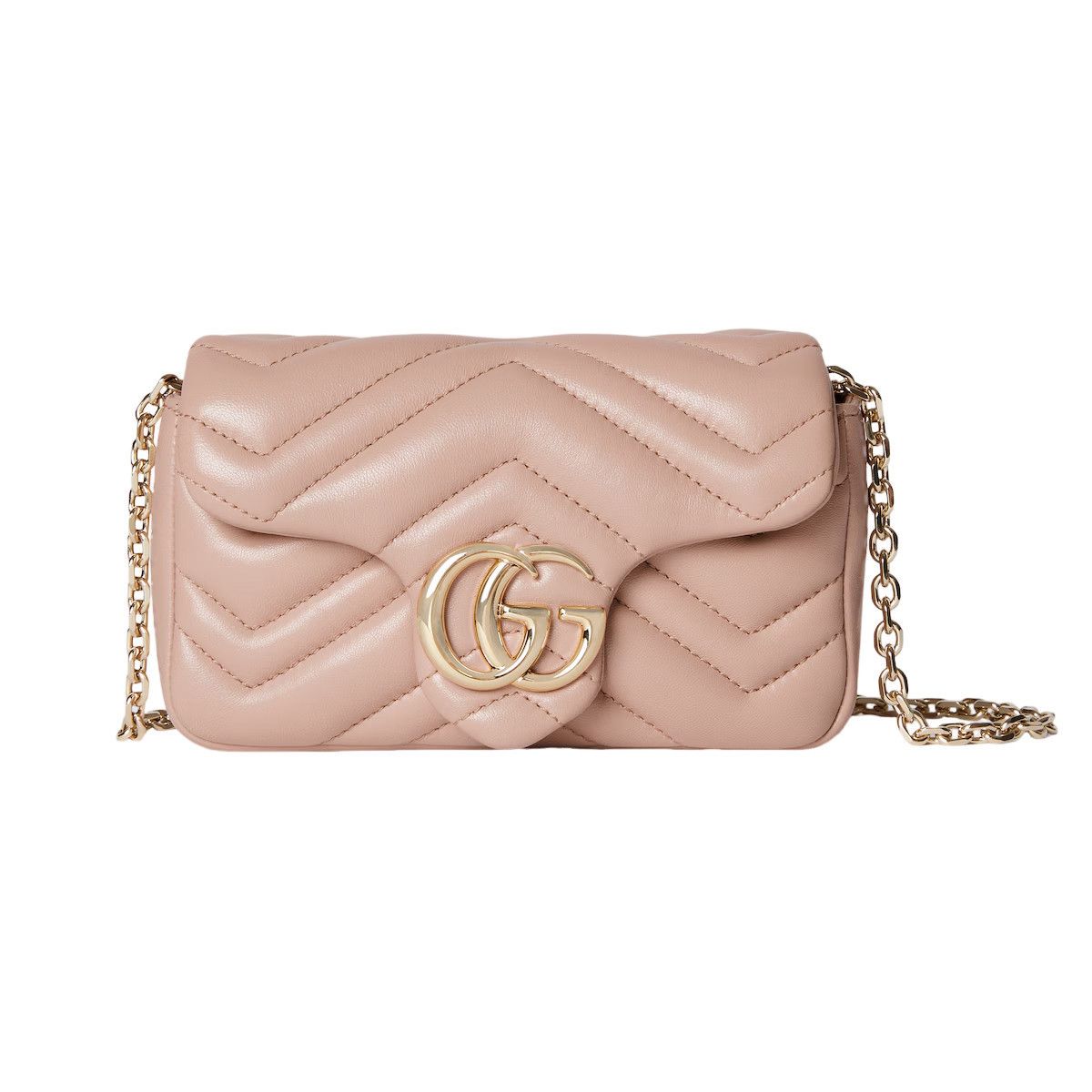 GUCCI GG Marmont Mini $1550 Pink Beige Leather Shoulder Bag