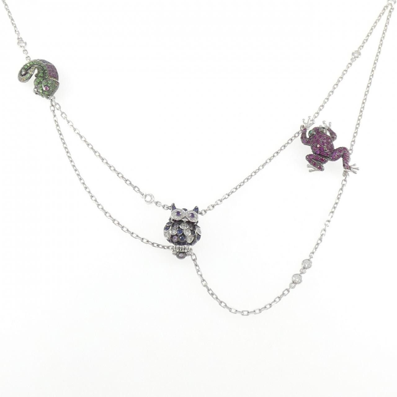 Other Boucheron Boucheron 18K White Gold Multi Gem Diamond Necklace Precious Metal Necklace DUTY FREE for USA Size ONE SIZE - 1 Thumbnail