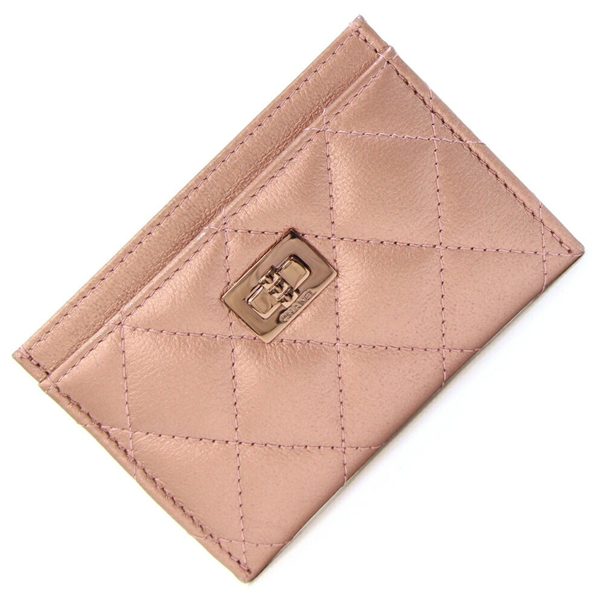 Chanel Chanel Business Card Holder/Card Case, Matelassé, Champagne Pink Leather, Pass 2.55g, Women's, CHANEL Size ONE SIZE - 1 Thumbnail