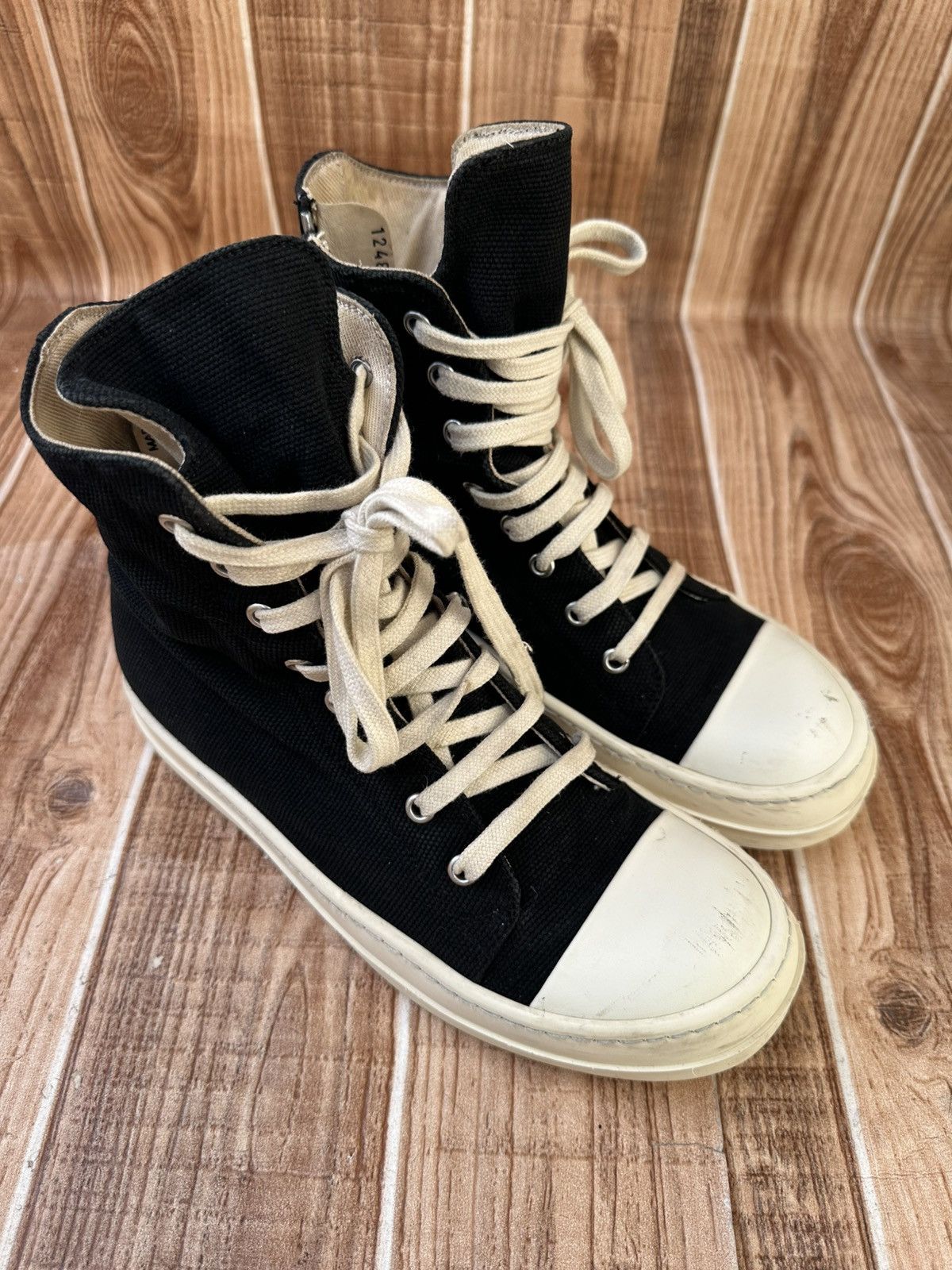 Rick Owens Rick Owens DRKSHDW Canvas Ramones Black Milk Low tops Size US 8.5 / IT 38.5 - 2 Thumbnail