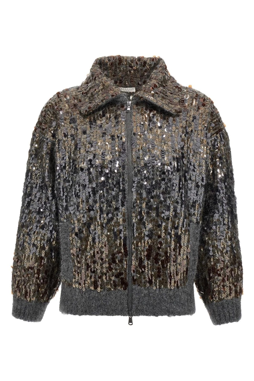 BRUNELLO CUCINELLI Gray Wool Embroidered Jacket New