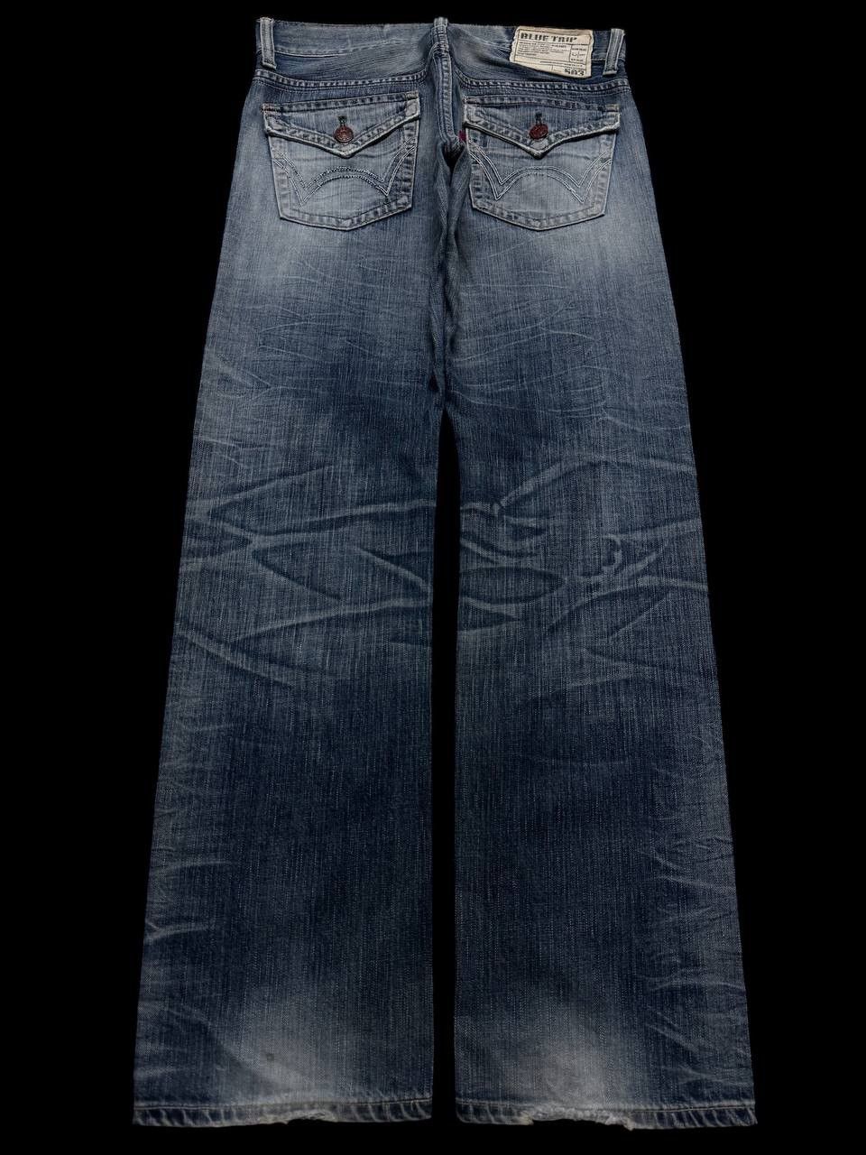 Japanese Brand THRASHED 90s Edwin Sick Faded Distressed Twist Leg Blue Jean Size US 32 / EU 48 - 2 Thumbnail