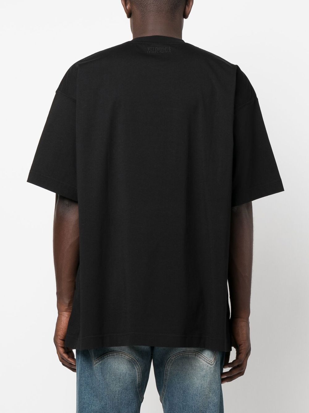 Vetements Black Embroidered Solidarity Logo Oversized T-Shirt Size M / US 6-8 / IT 42-44 - 7 Thumbnail