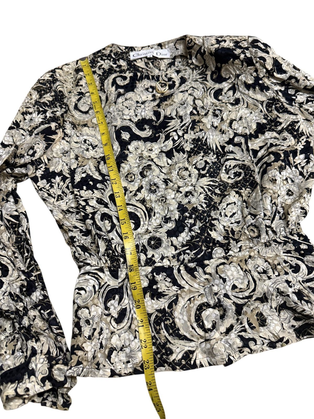 Christian Dior Monsieur Christian Dior black and white floral blouse Vintage Size M / US 6-8 / IT 42-44 - 7 Thumbnail