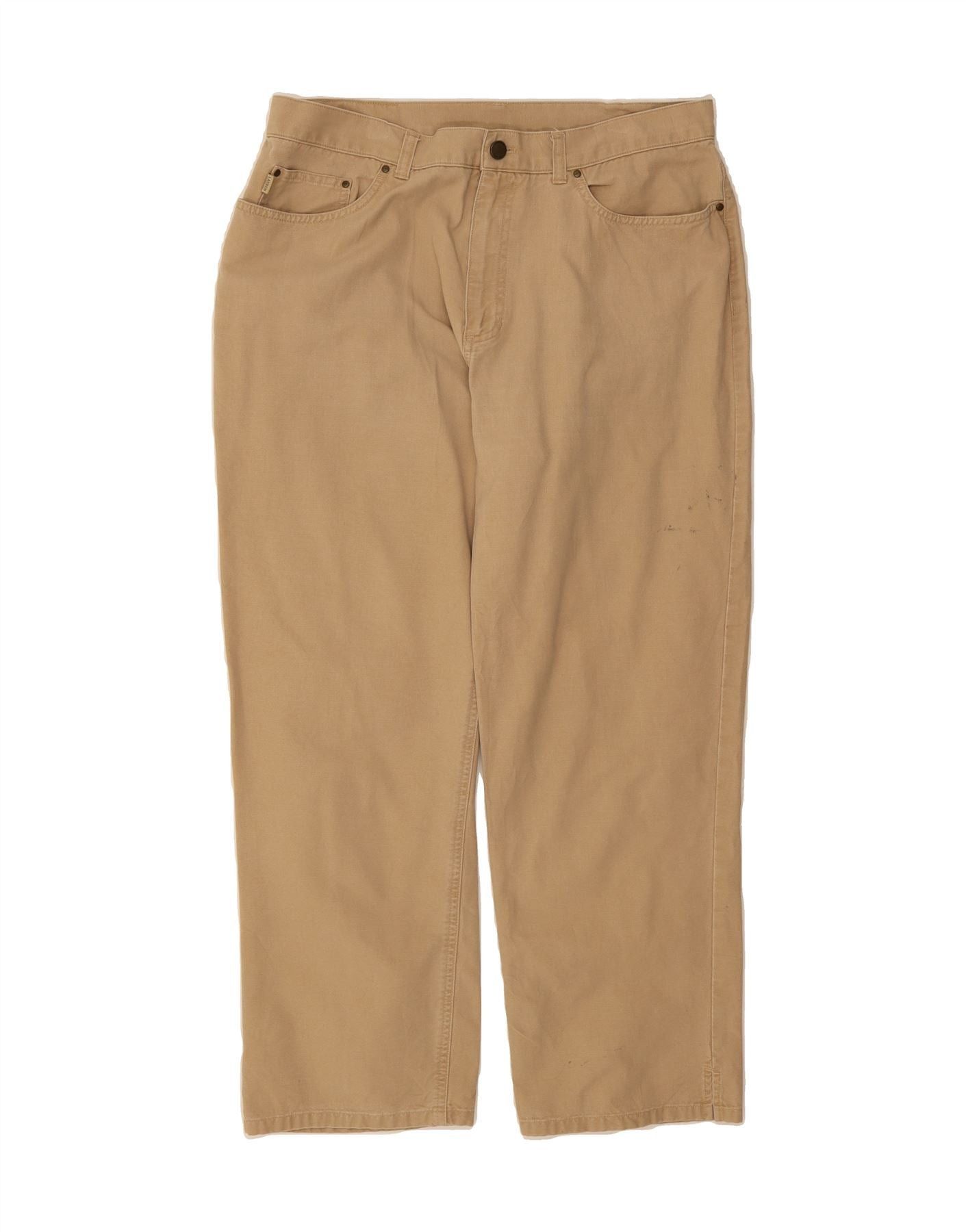Ralph Lauren Womens Straight Casual Trousers US 14 XL W34 L27 Beige Cotto Size 32" / US 10 / IT 46 - 1 Thumbnail