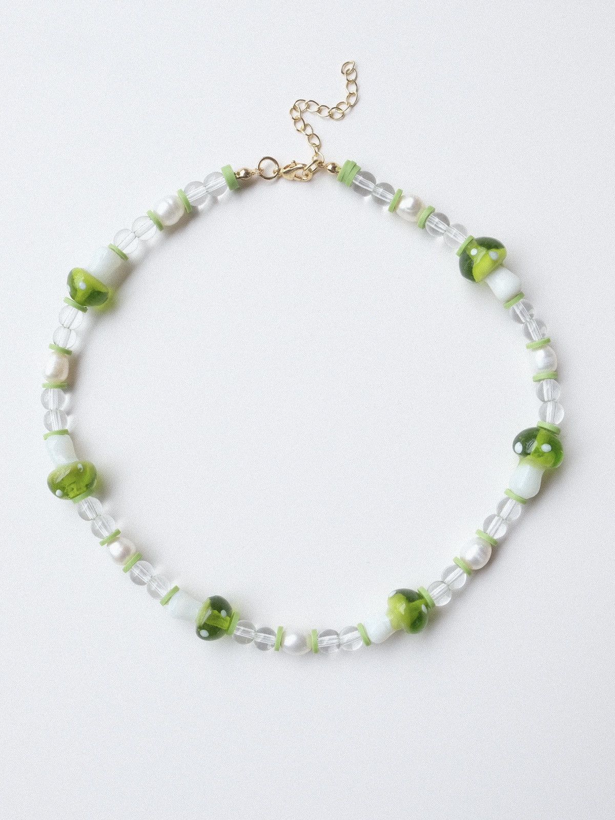 Japanese Brand Pearls & Lampworked Mushroom Summer Handmade Beaded Necklace Size ONE SIZE - 4 Thumbnail