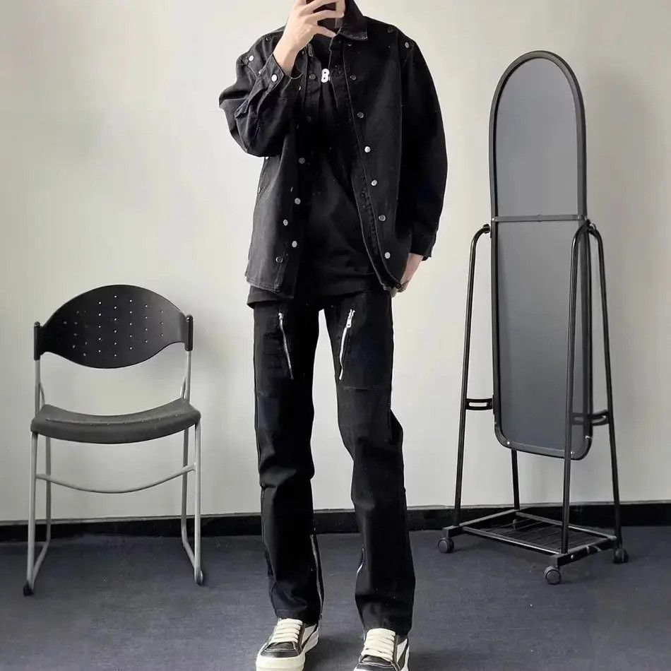 Japanese Brand Retro loose straight leg micro flared jeans Size US 30 / EU 46 - 4 Thumbnail