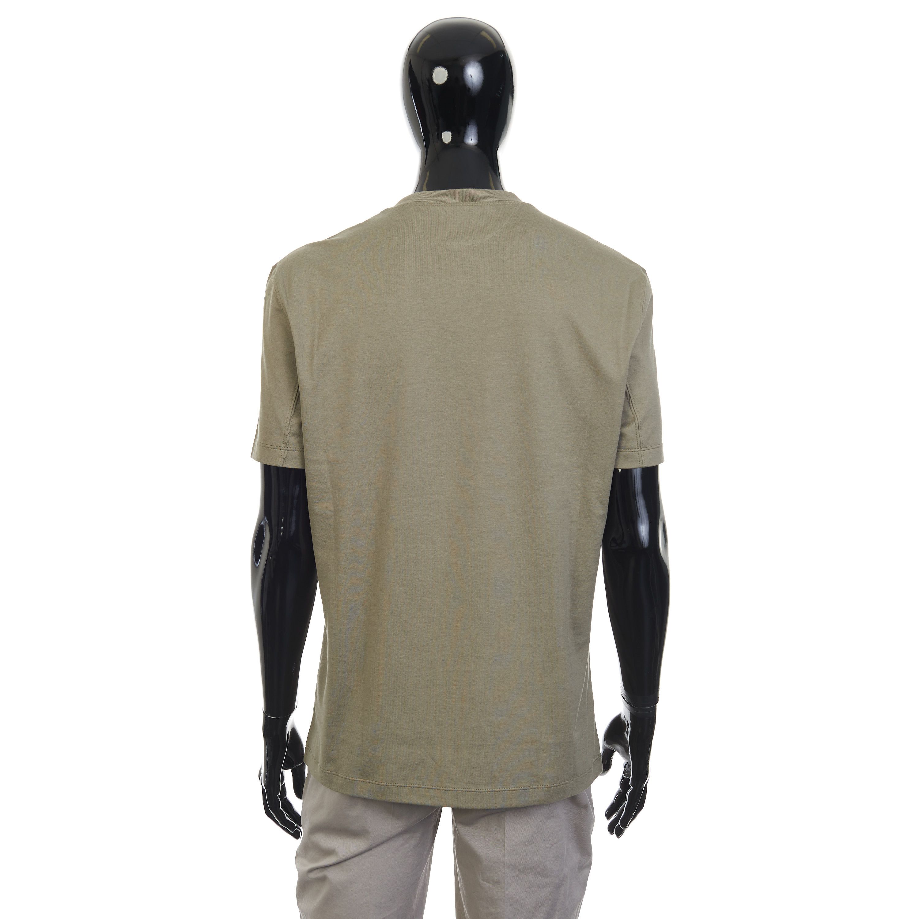 Brunello Cucinelli Khaki Cotton Jersey Crew neck Tshirt With Chestpocket Size US L / EU 52-54 / 3 - 5 Thumbnail