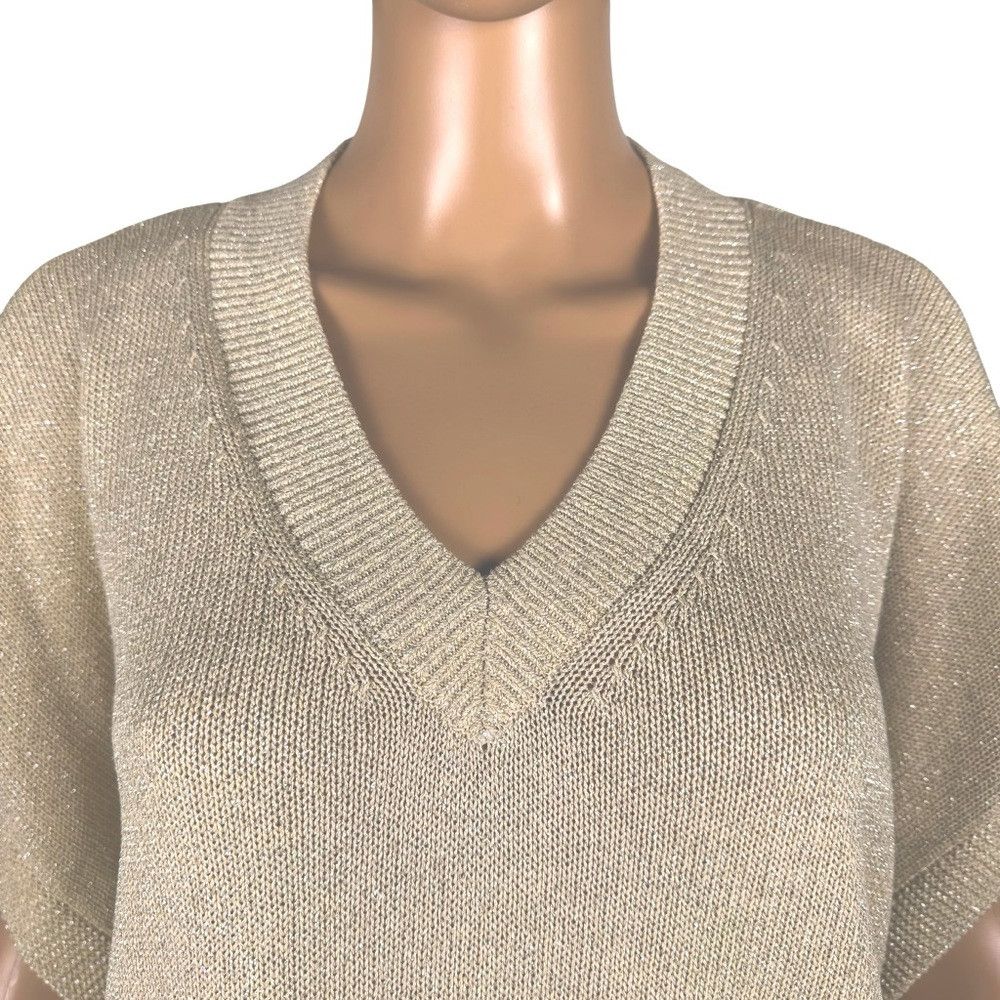 Vince Camuto NWT New $79 Vince Camuto Metallic V-Neck Pale Sand Silver S Size XL / US 12-14 / IT 48-50 - 5 Thumbnail