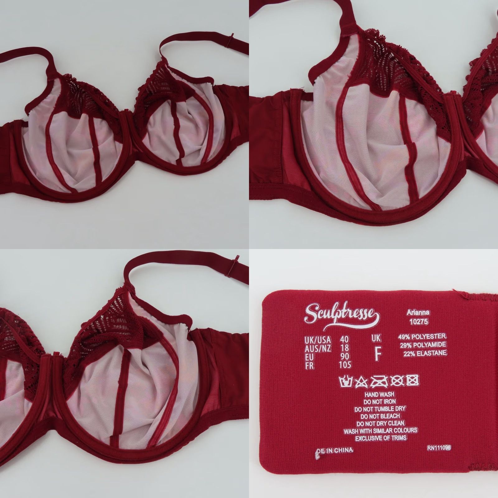 Vintage Panache 40F Arianna Underwire Red Floral Bra User: Panache 40F Arianna Underwire Red Floral Bra Size ONE SIZE - 8 Thumbnail