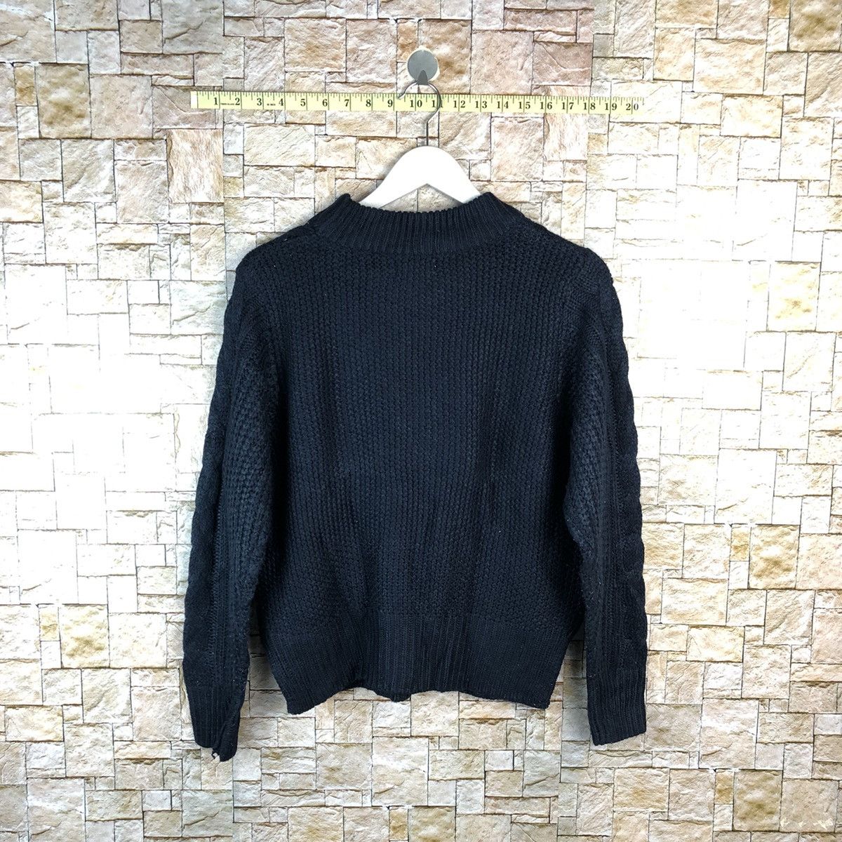 Homespun Knitwear × Japanese Brand Earth Music Econology Dark Blue cable Knitwear #A1223 Size US S / EU 44-46 / 1 - 12 Thumbnail