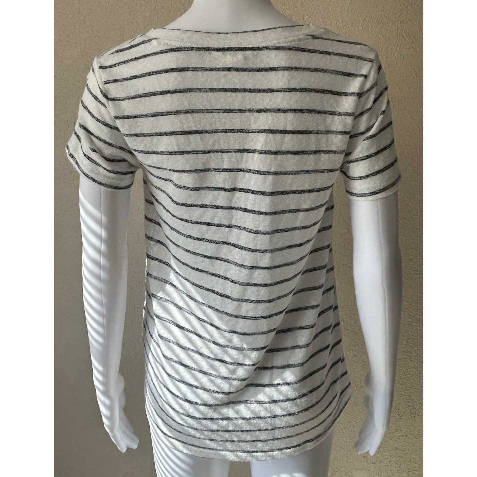 Other Caslon | Women’s Striped Knotted Short Sleeve Top | XS Size XS / US 0-2 / IT 36-38 - 2 Thumbnail