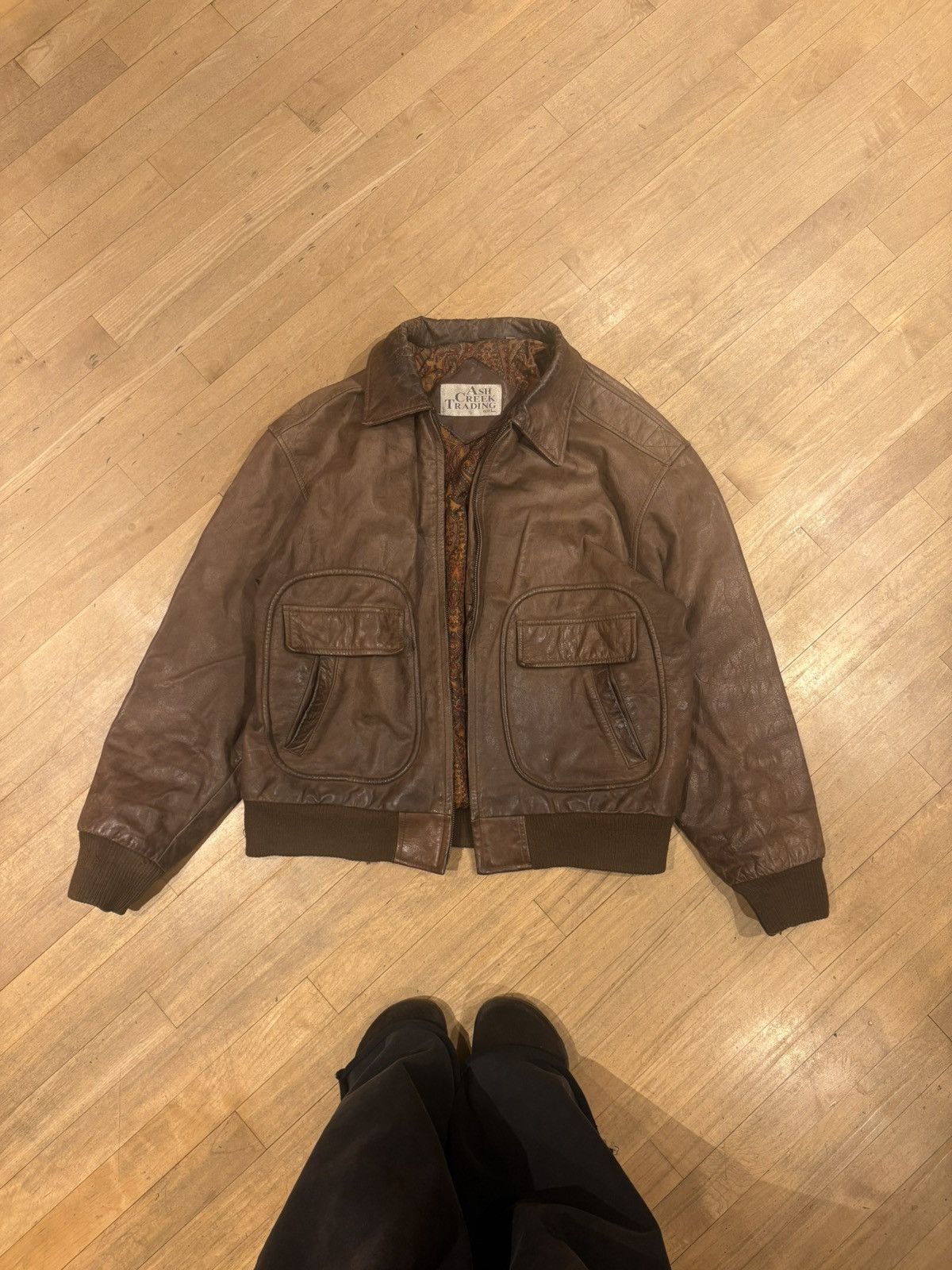 Vintage Vintage ash creek trading leather jacket Size US L / EU 52-54 / 3 - 1 Thumbnail