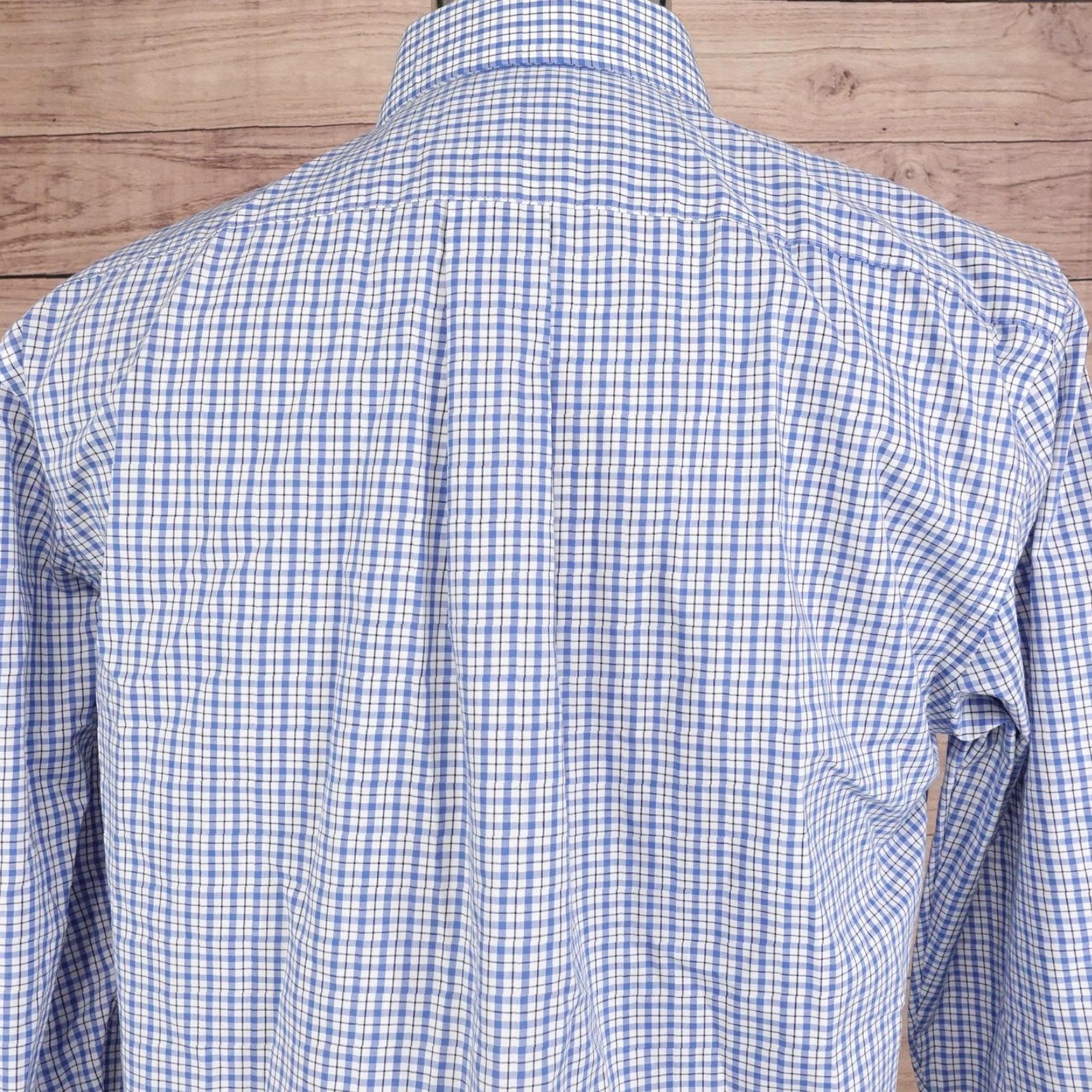 Stafford Stafford Dress Shirt Mens 15.5 32/33 Blue Gingham Travel Performance Regular Fit Shirt Mens Blue Gingham 60% cotton 40% polyester Size 42R - 5 Thumbnail