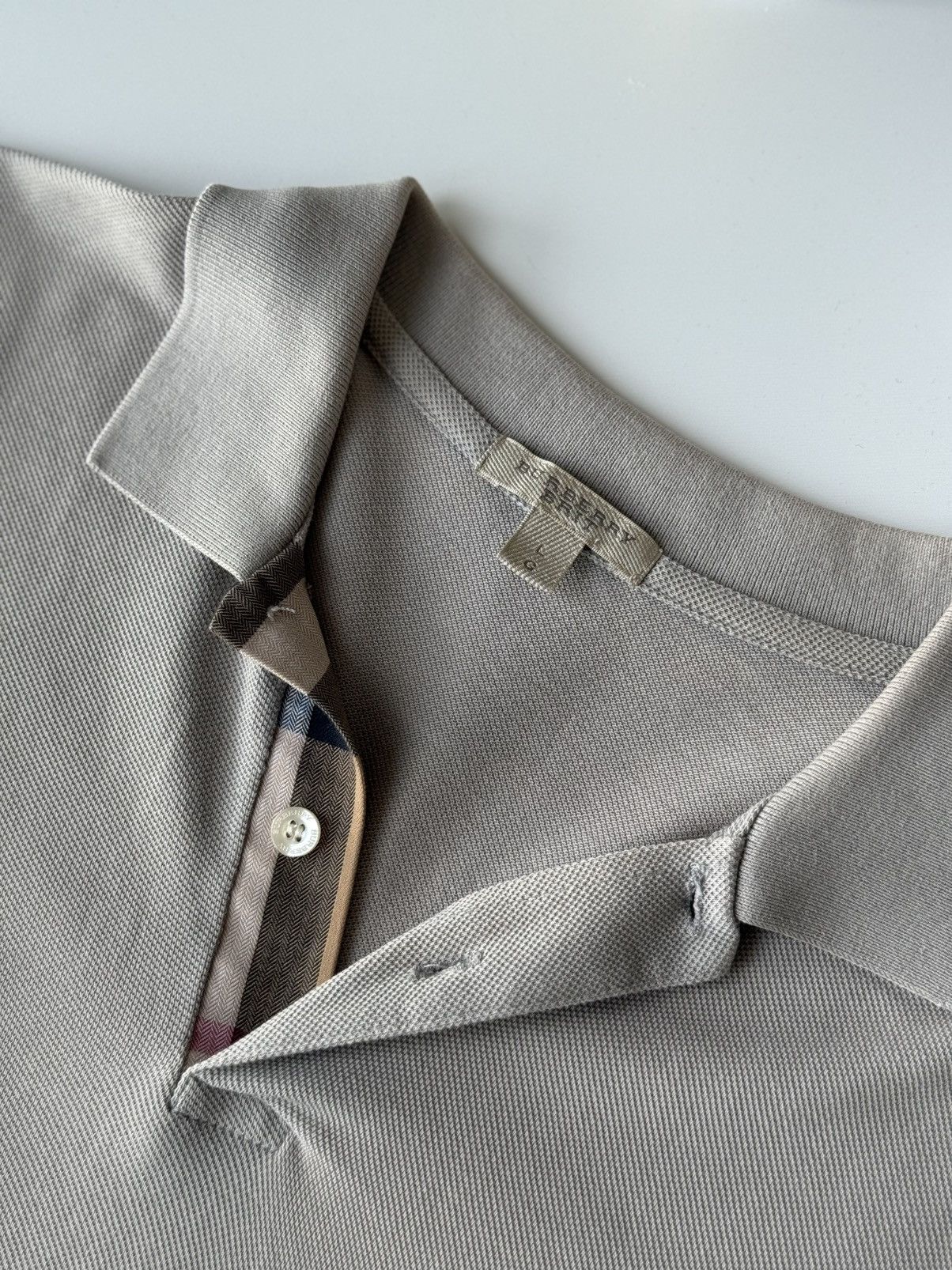 Burberry Burberry Label Men Embroidery Logo Polo Tee Gray Size US L / EU 52-54 / 3 - 7 Thumbnail
