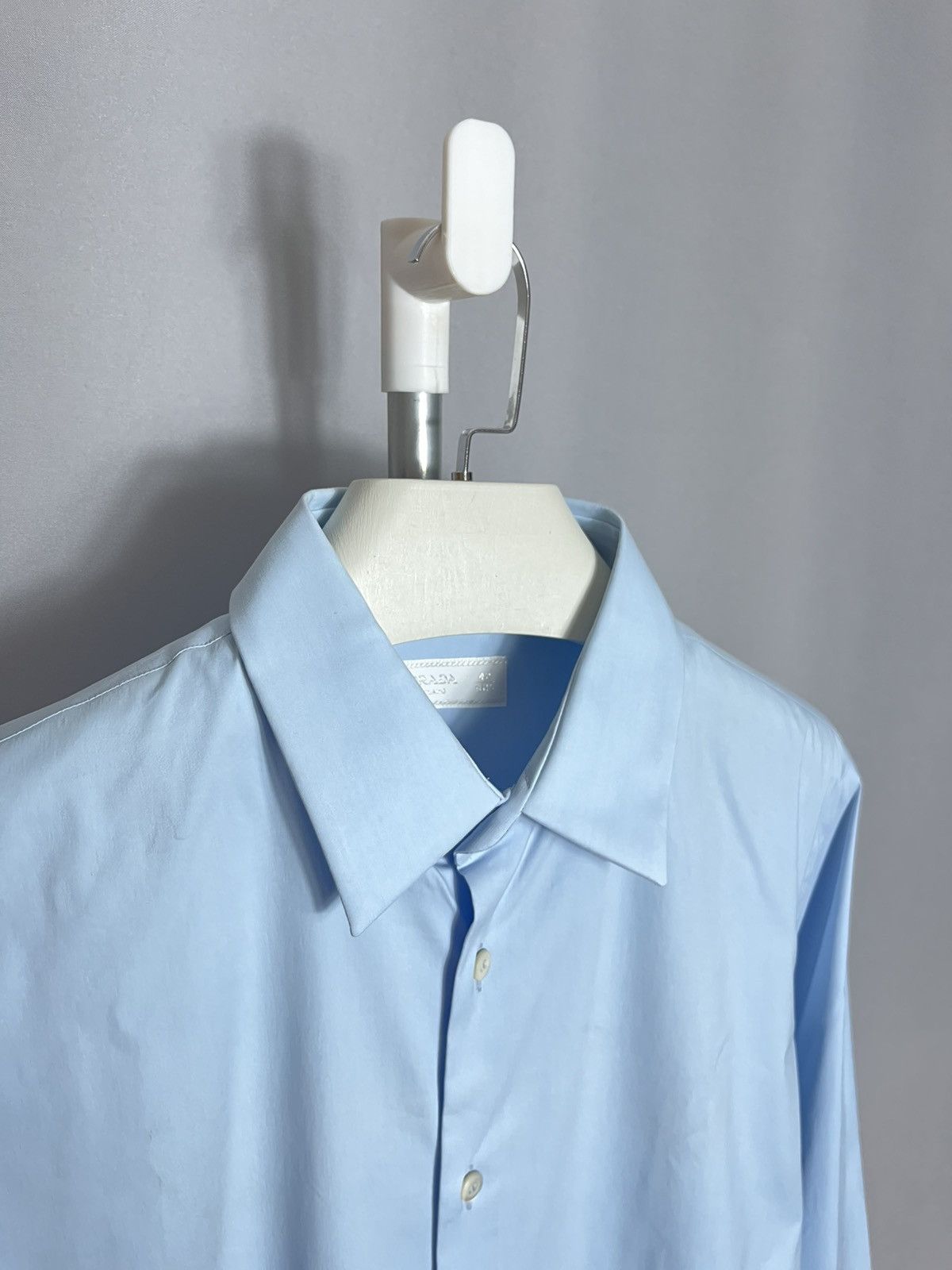 Prada NEW PRADA Stretch Cotton Shirt Blue Mens Long Sleeve Size US L / EU 52-54 / 3 - 3 Thumbnail