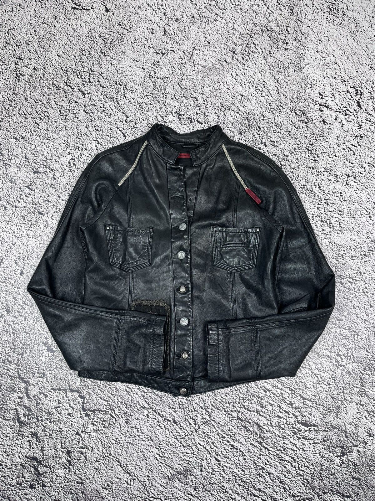Marithe + Francois Girbaud MARITHE FRANÇOIS GIRBAUD Avant Garde Cropped Leather Jacket Size S / US 4 / IT 40 - 12 Thumbnail
