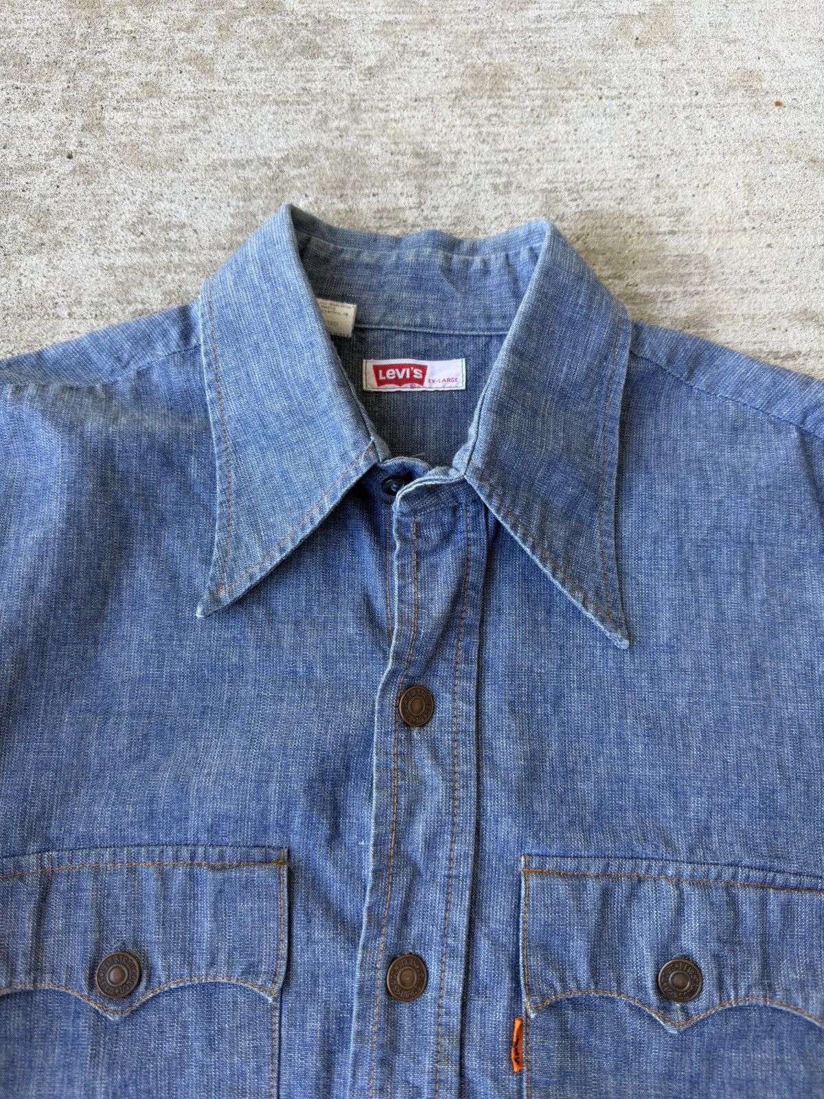 Levi's 1970s Levi’s Orange Tab Denim Western Overshirt Chore Jacket Size US XL / EU 56 / 4 - 4 Thumbnail