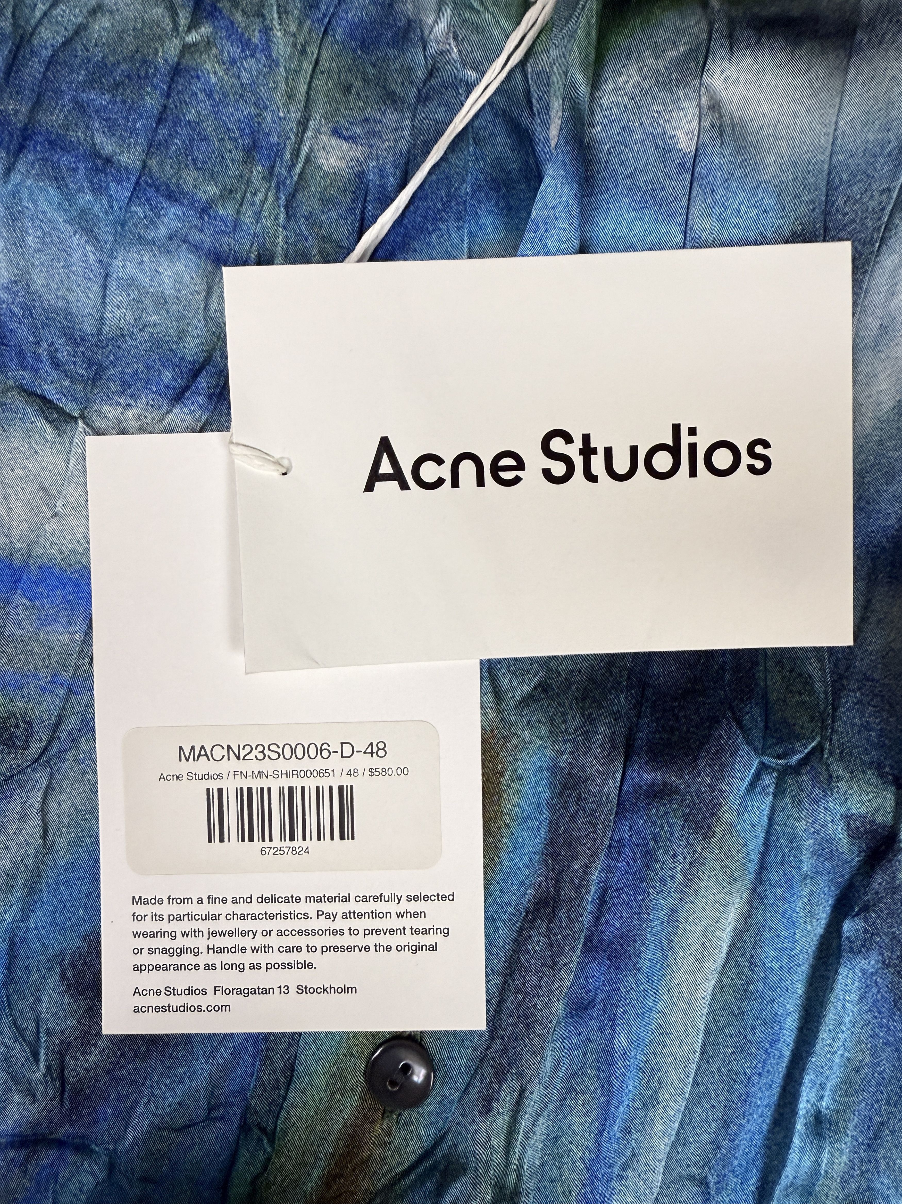 Acne Studios $580 Acne Studios Sandroki Printed Crinkled Viscose Shirt Size US M / EU 48-50 / 2 - 9 Thumbnail