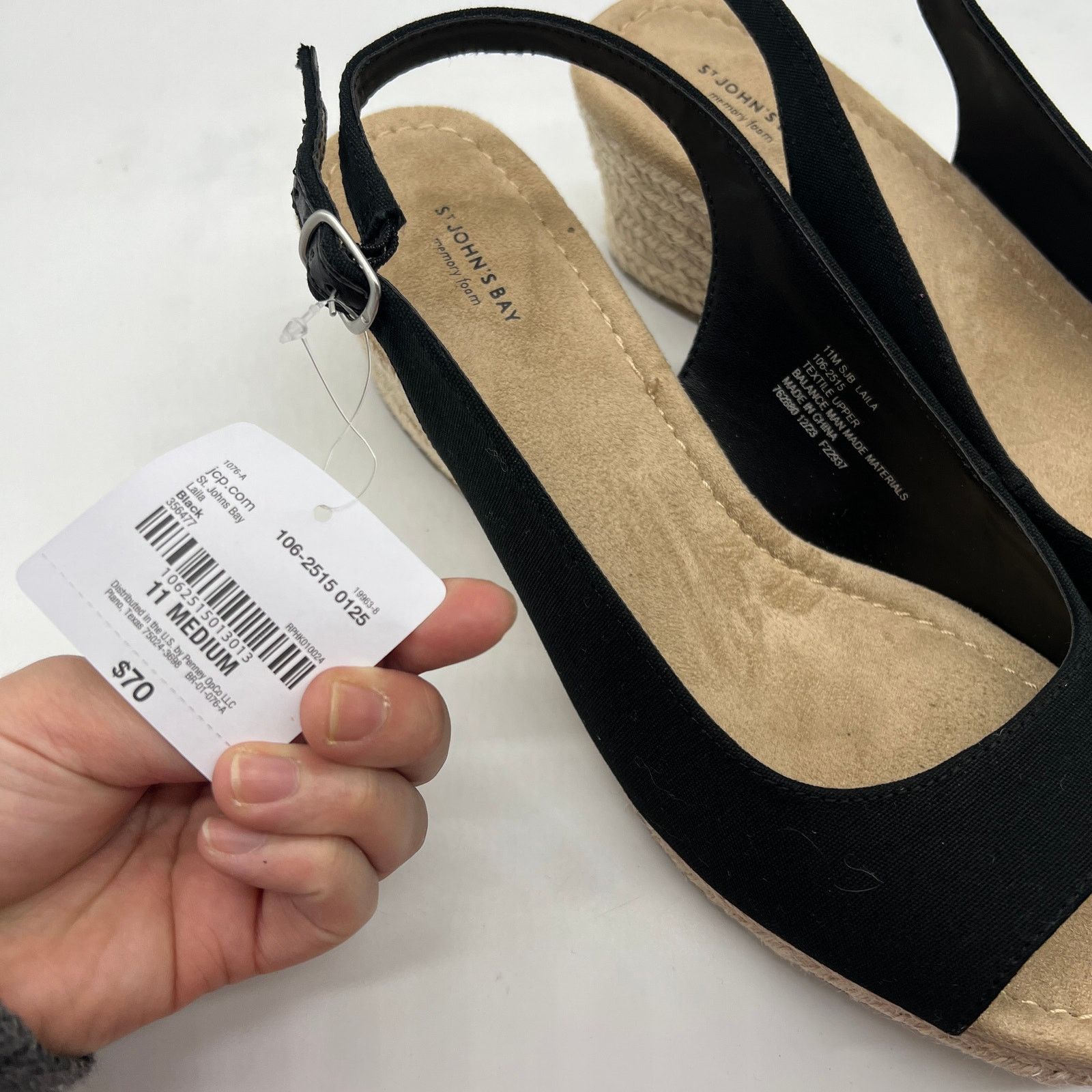 Other St. John's Bay Womens Wedge Sandals Black Color Size 11M Size US 11 / IT 41 - 7 Thumbnail