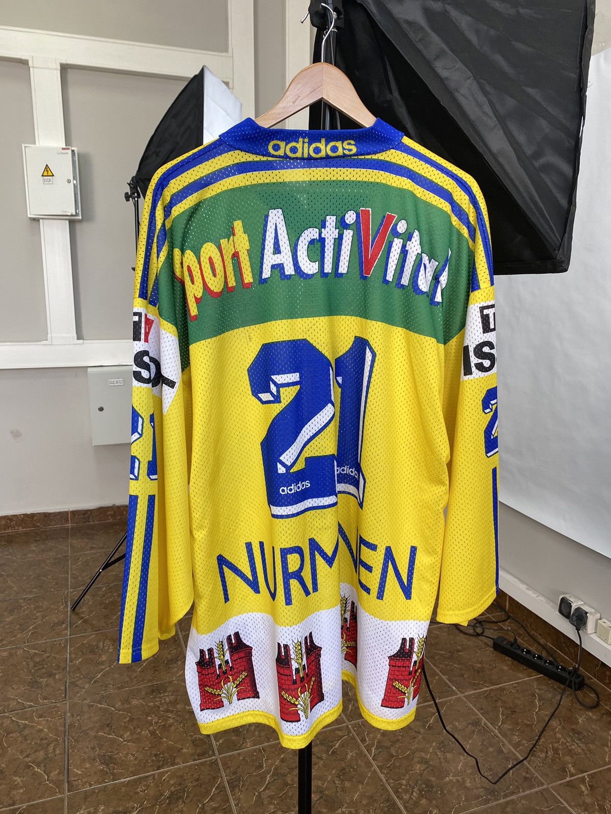 🇨🇭 Vintage 90s Adidas Davos 21 Nurminen Hockey Jersey Tissot
