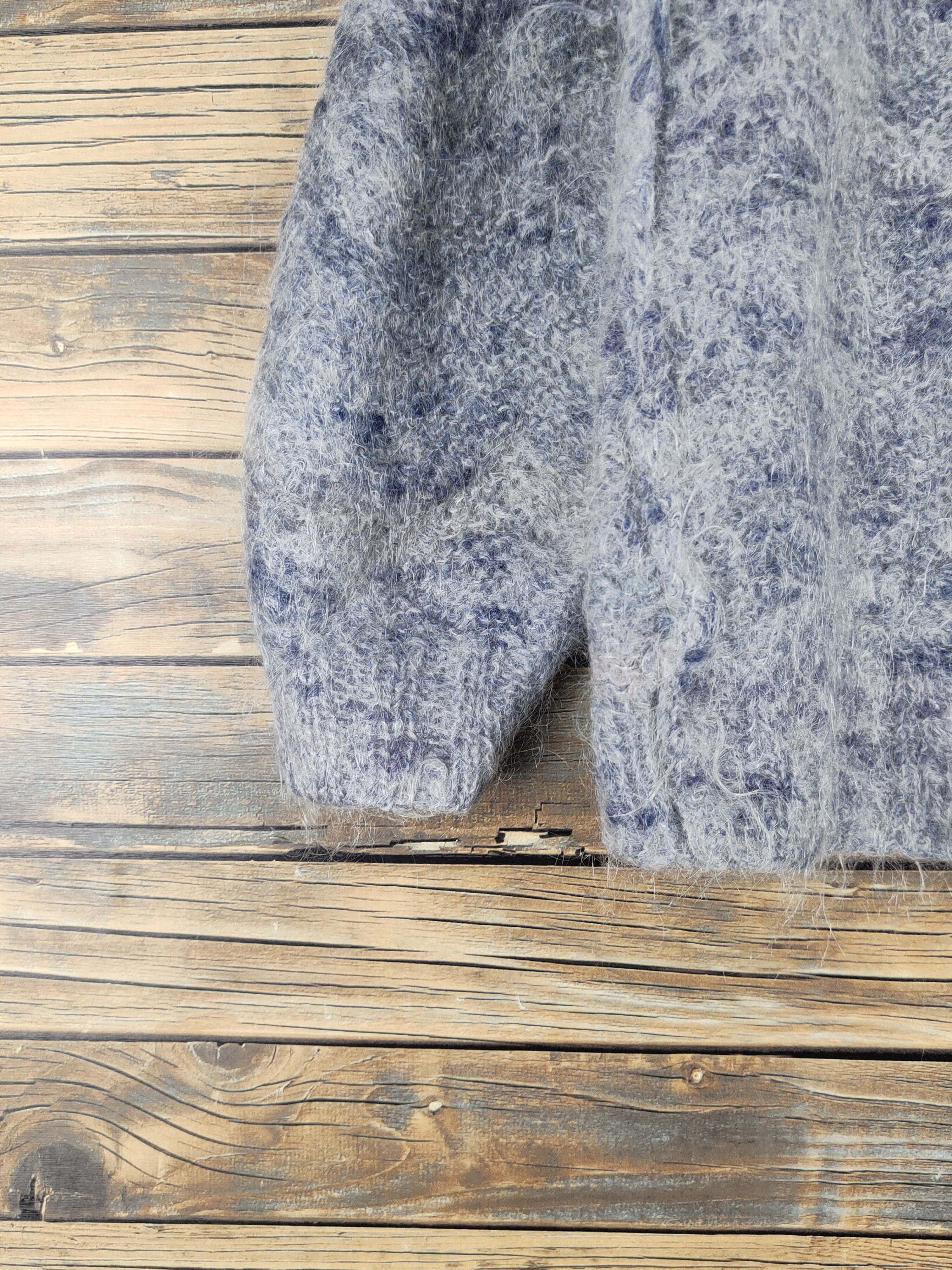 Japanese Brand × Vintage Japanese Brand Navy White Fur Mohair Knitwear Cardigan#W1341 Size S / US 4 / IT 40 - 4 Thumbnail