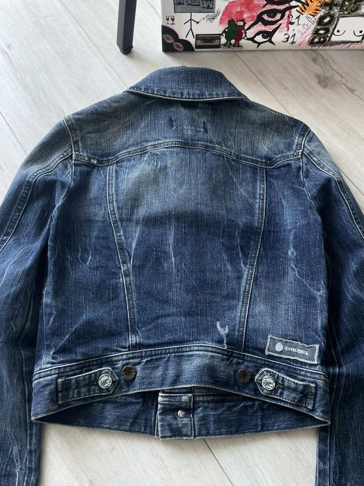 Diesel Vintage Diesel 00’s Denim Distressed Cropped Jacket Faded Size S / US 4 / IT 40 - 4 Thumbnail