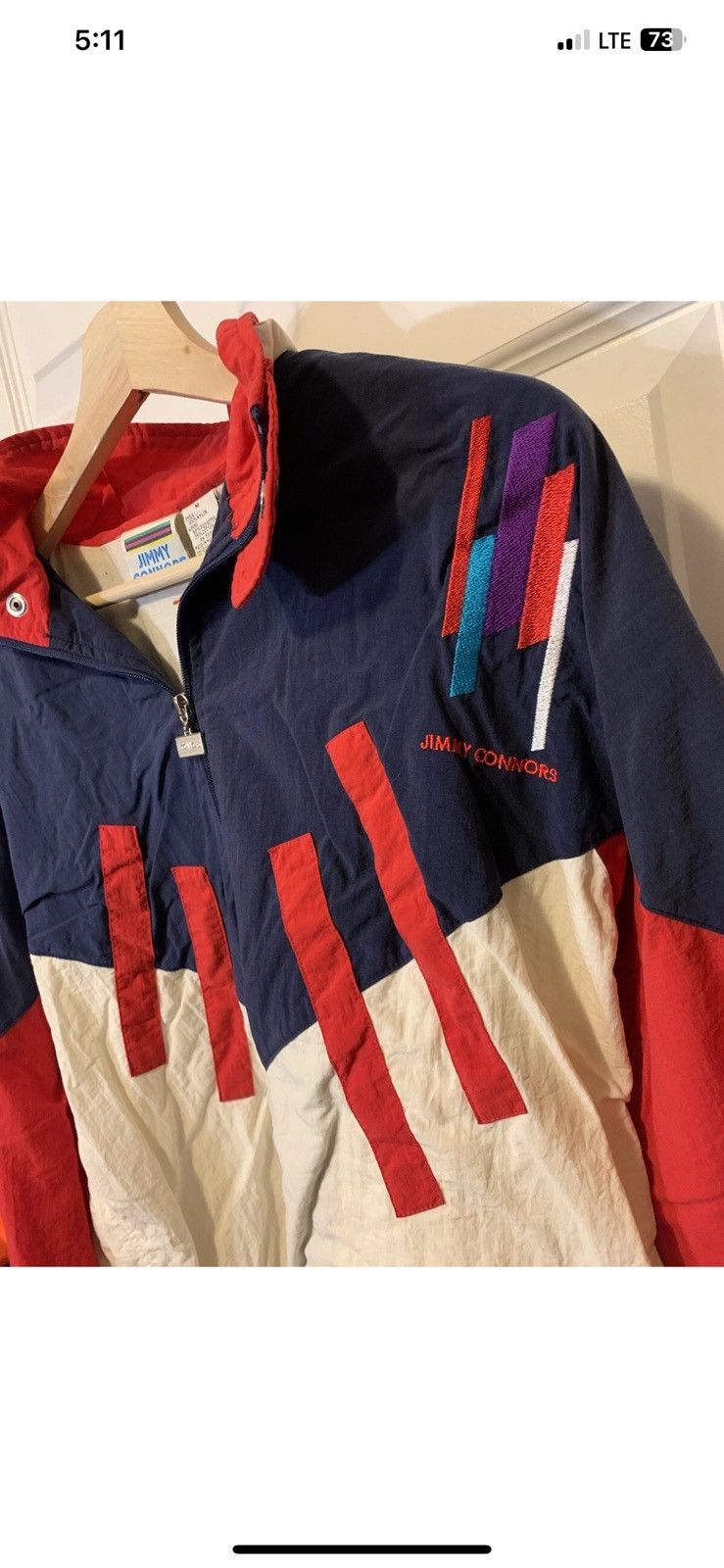 Other Jimmy Connors mens sz M windbreaker jacket blue red white Size US M / EU 48-50 / 2 - 6 Thumbnail