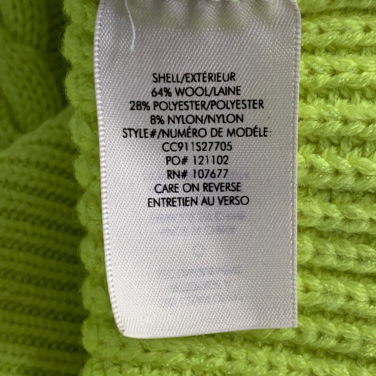 Alice + Olivia L Yellow Neon Wool Blend Cable Knit Turtleneck Sweater Size L / US 10 / IT 46 - 12 Thumbnail