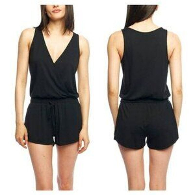 Other LBLC the Label Lauren Romper Drawstring Waist Pocket Black M Size 27" / US 4 / IT 40 - 2 Thumbnail