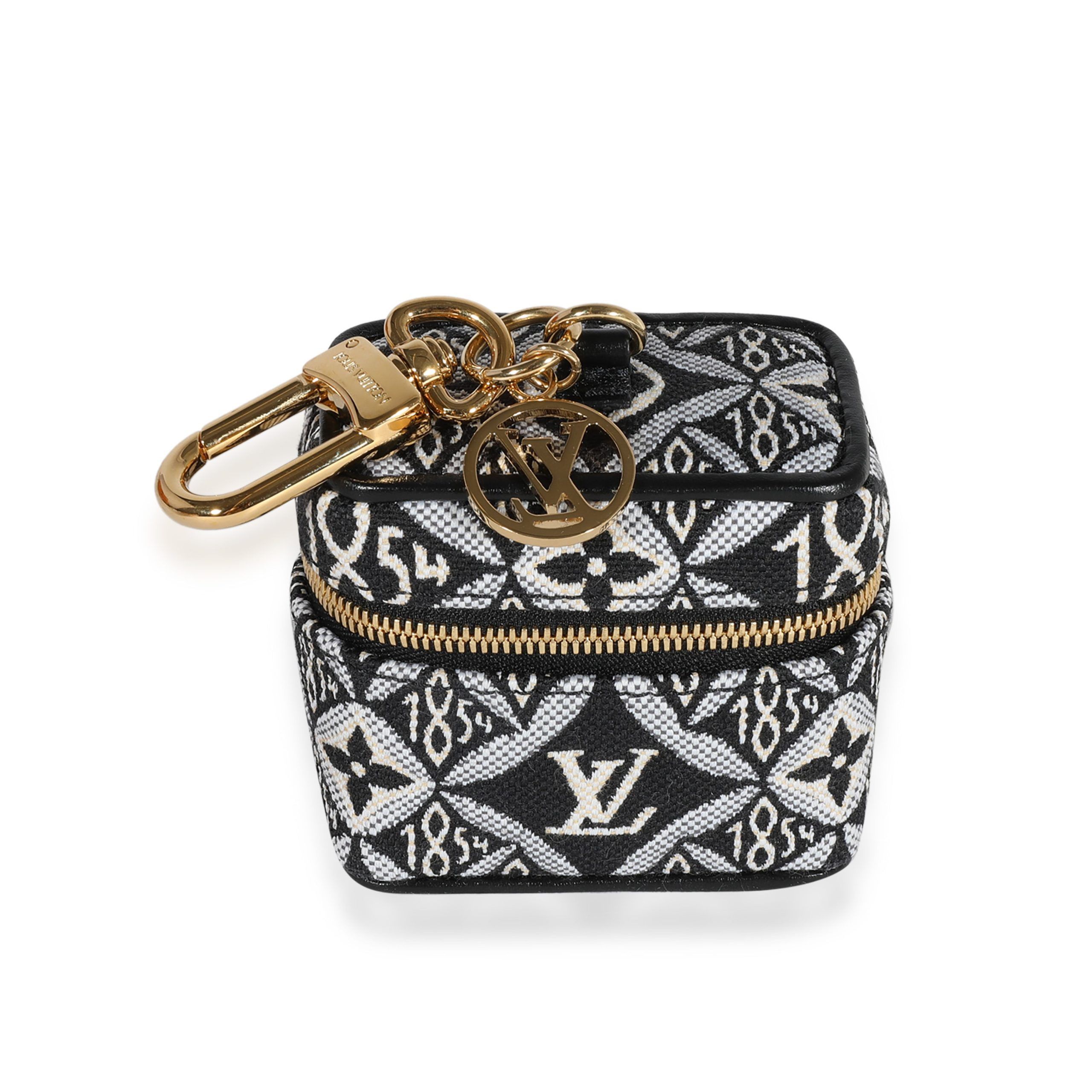 image of Louis Vuitton Black & White Jacquard Since 1854 Vanity Bag Charm, Women's