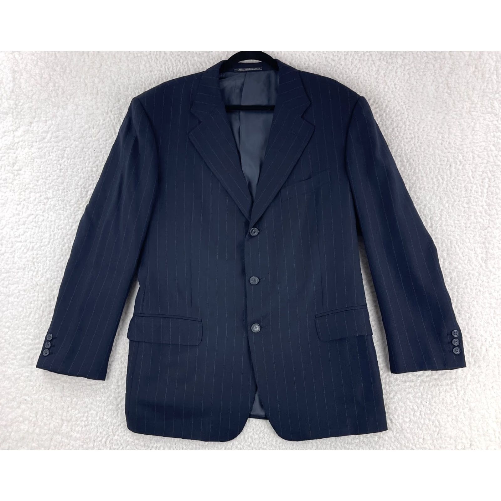 Ermenegildo Zegna Ermenegildo Zegna Blazer Mens Size 44 Blue Striped Three-Button 2 Piece Jacket Suit Long Size 44R - 2 Thumbnail