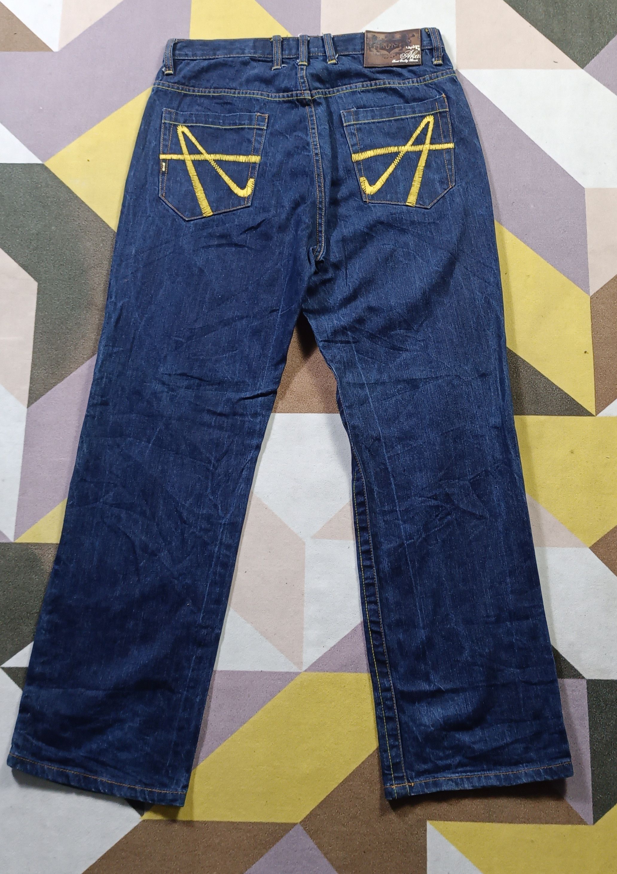 Akademiks × JNCO × Japanese Brand Akademiks Jeans Baggy Dark Wash Embroidered Pockets Hip Hop Size US 34 / EU 50 - 1 Thumbnail