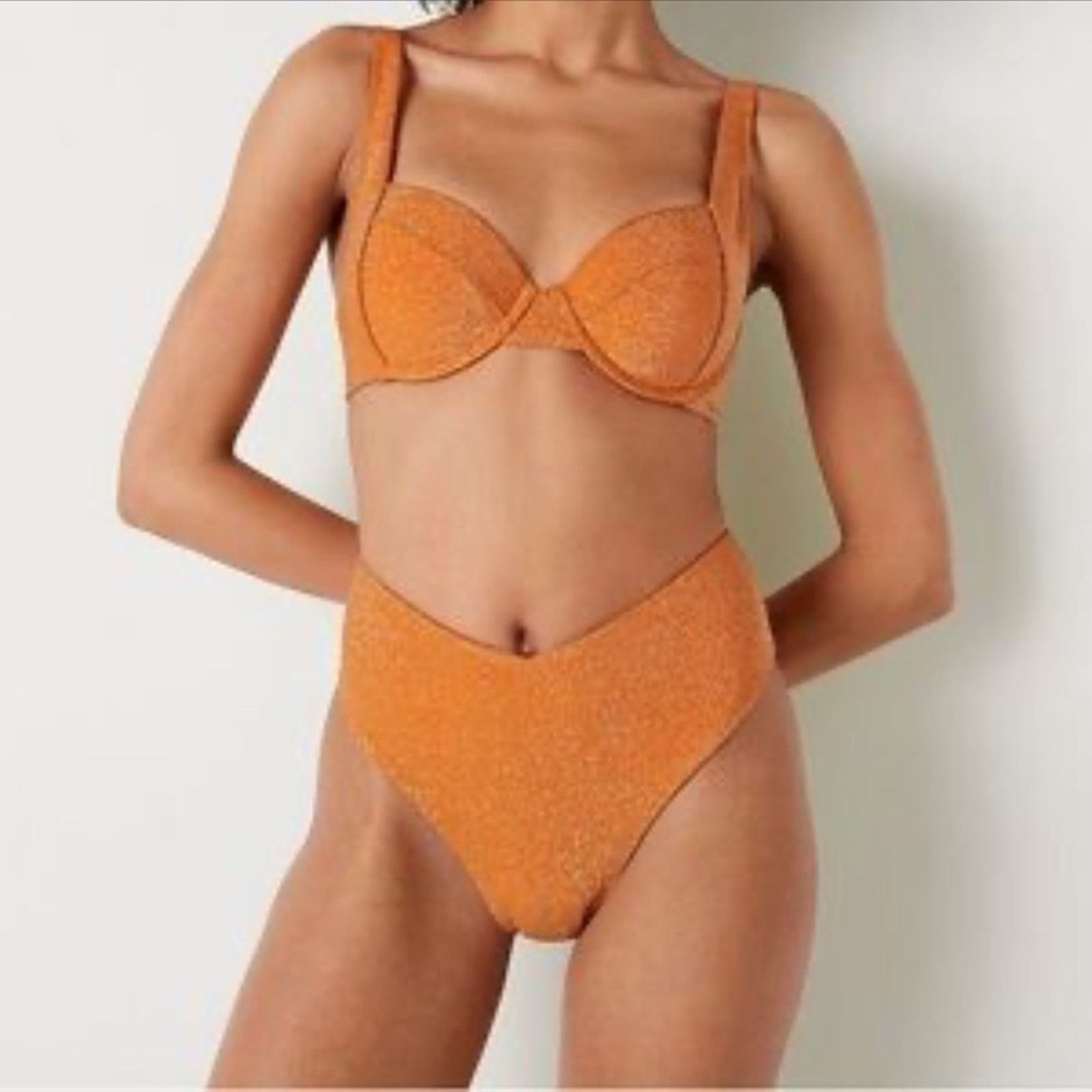 Victoria's Secret Victoria’s Secret Orange Brazilian Shimmer Bikini Size XS/S Size ONE SIZE - 15 Thumbnail
