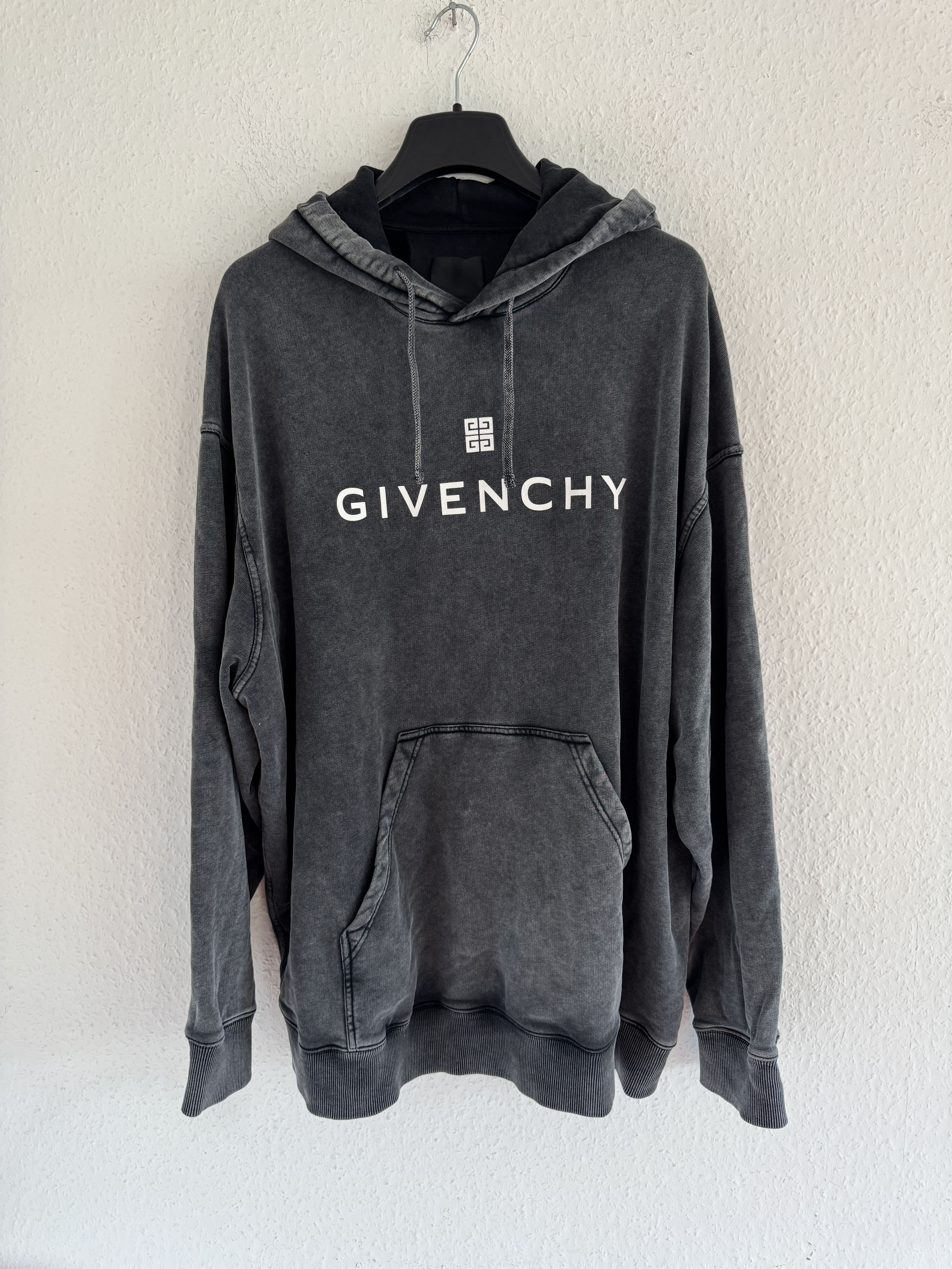Givenchy SAMPLE Oversized washed black logo hoodie Size US XL / EU 56 / 4 - 1 Thumbnail