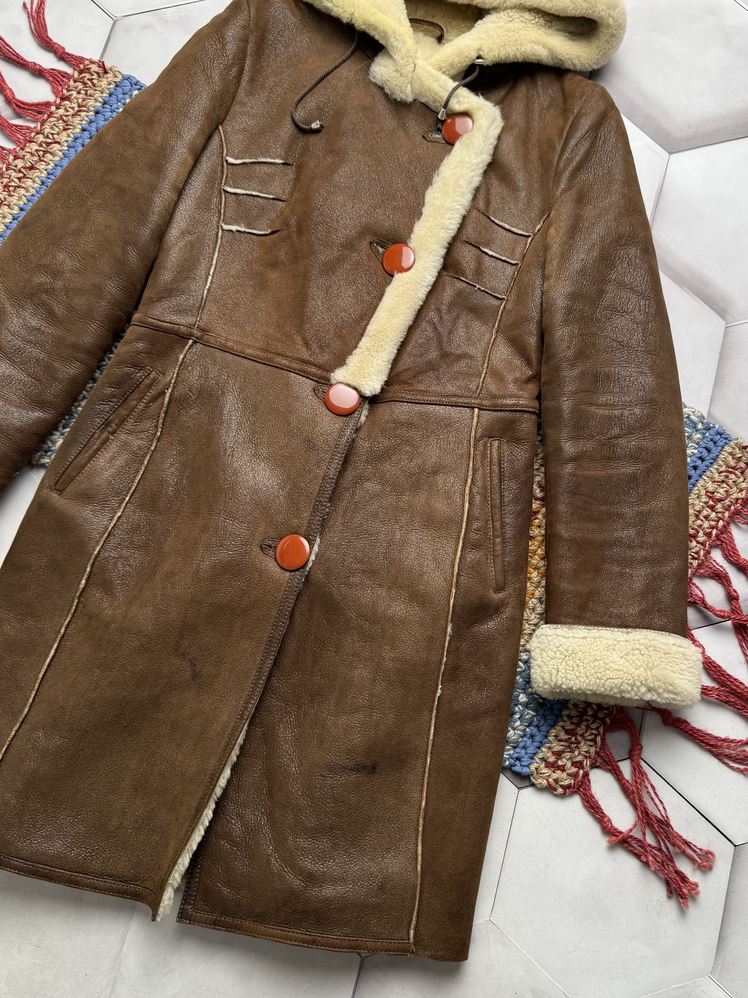 Japanese Brand Vintage Real Sheepskin Hooded Coat (E4) Size S / US 4 / IT 40 - 4 Thumbnail