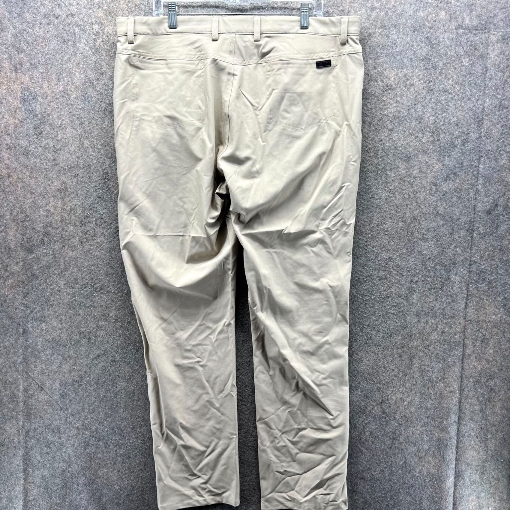 Vintage Greg Norman Pants Men 38x32 Khaki Chino Flat Front Beige Polyester Trousers Size US 38 / EU 54 - 2 Thumbnail
