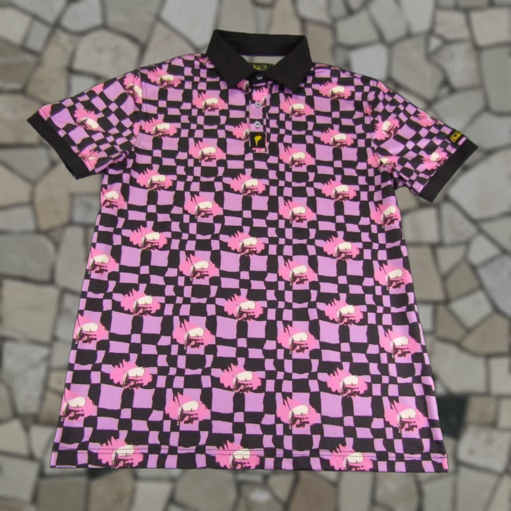 Lululemon The Club(S) Polo Shirt Mens Medium Pink Black Golf Club Print Golfer Performance Size US M / EU 48-50 / 2 - 1 Thumbnail
