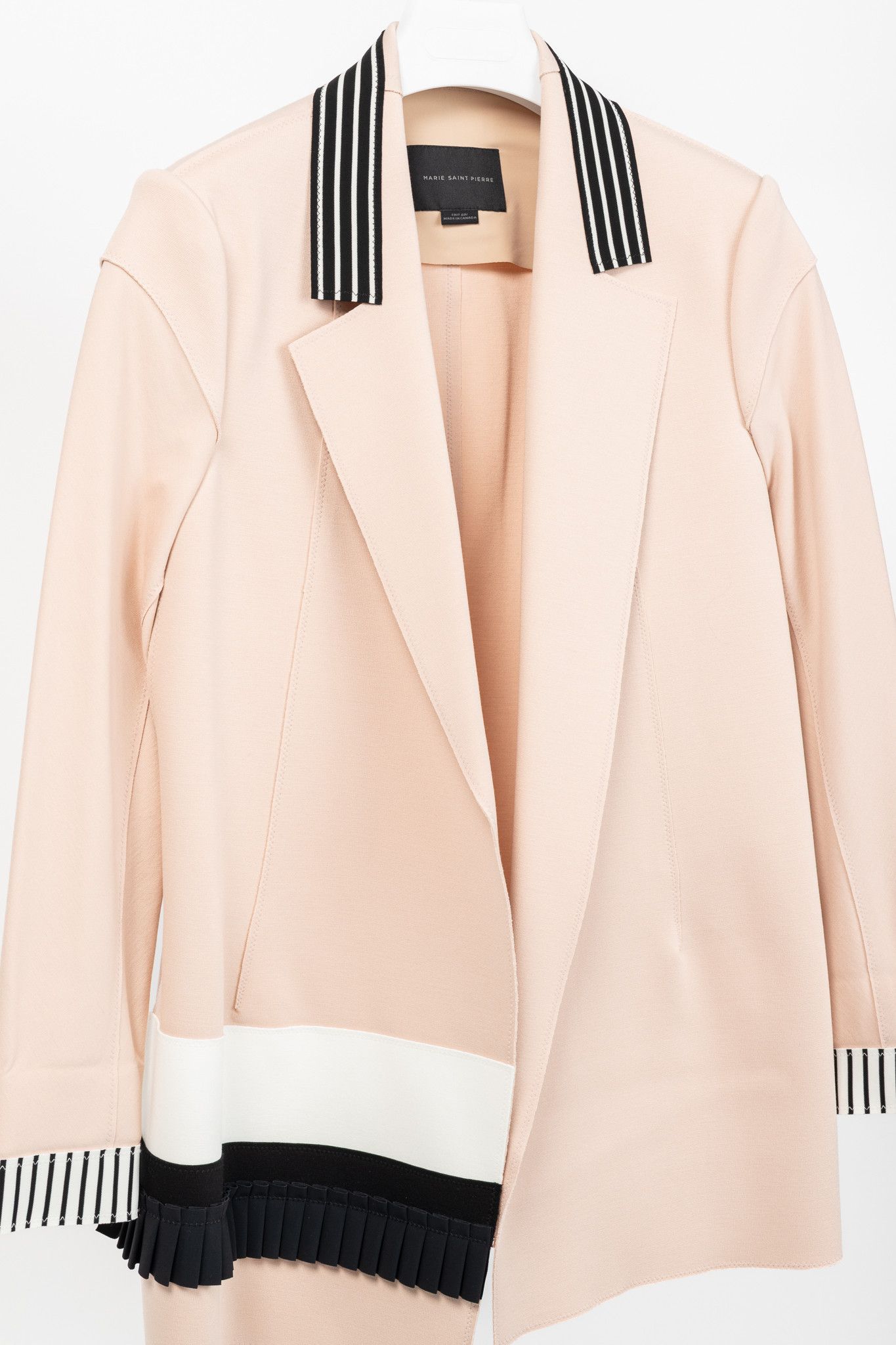 Marie Saint Pierre Marie Saint Pierre Peach Double-Jersey Stripe-Trim Blazer Size L / US 10 / IT 46 - 3 Thumbnail