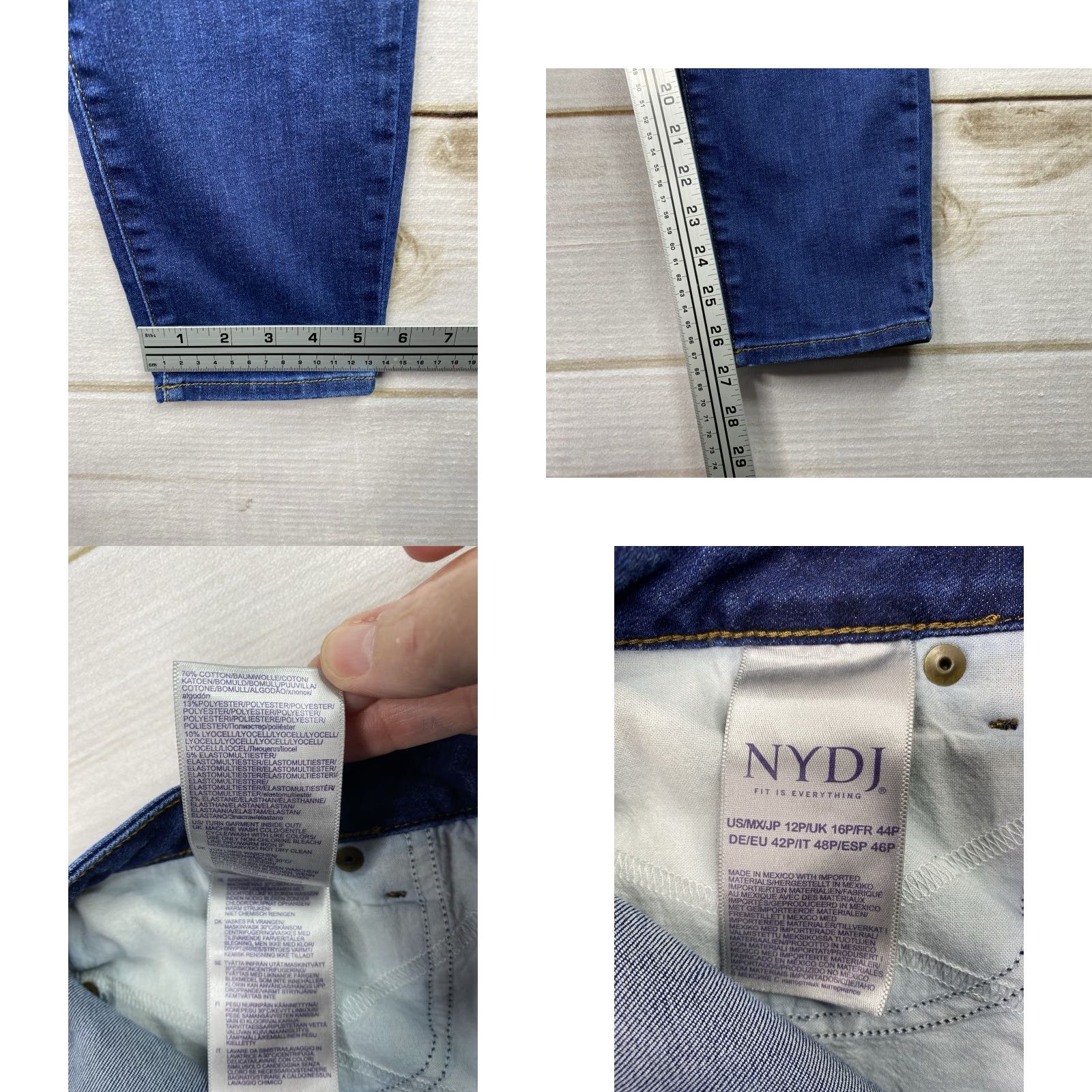 NYDJ NYDJ Ami Jeans Womens 12P Skinny 5-Pocket Denim Dark Blue Stretch Mid Rise Petite - USA Brand NYDJ - Jeans Size 34" / US 12 / IT 48 - 8 Thumbnail