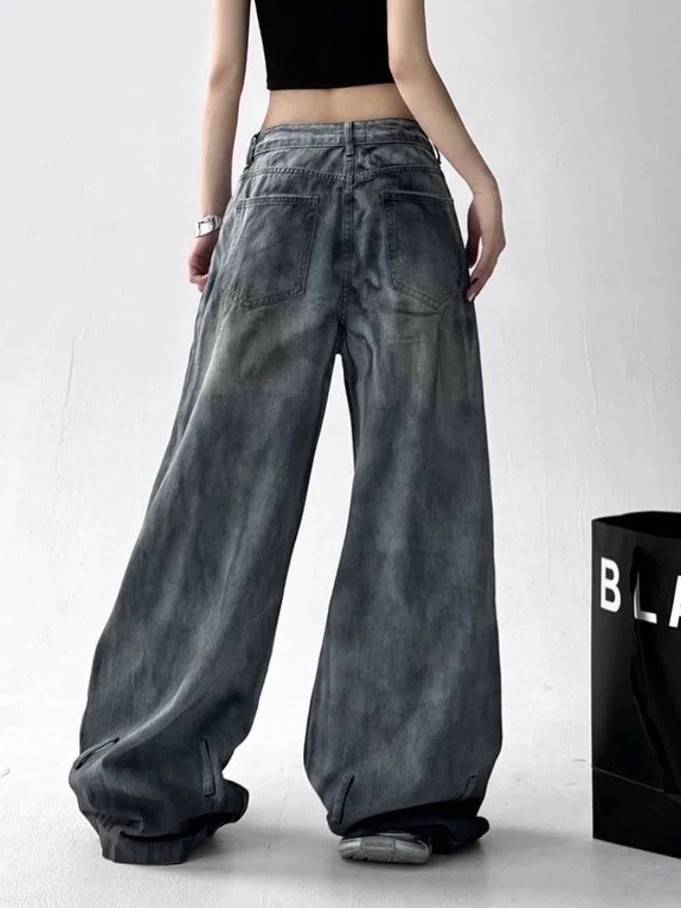 Japanese Brand × Vintage Dirty Washed White Baggy Stacked Ripped Jeans Size 32" / US 10 / IT 46 - 2 Thumbnail