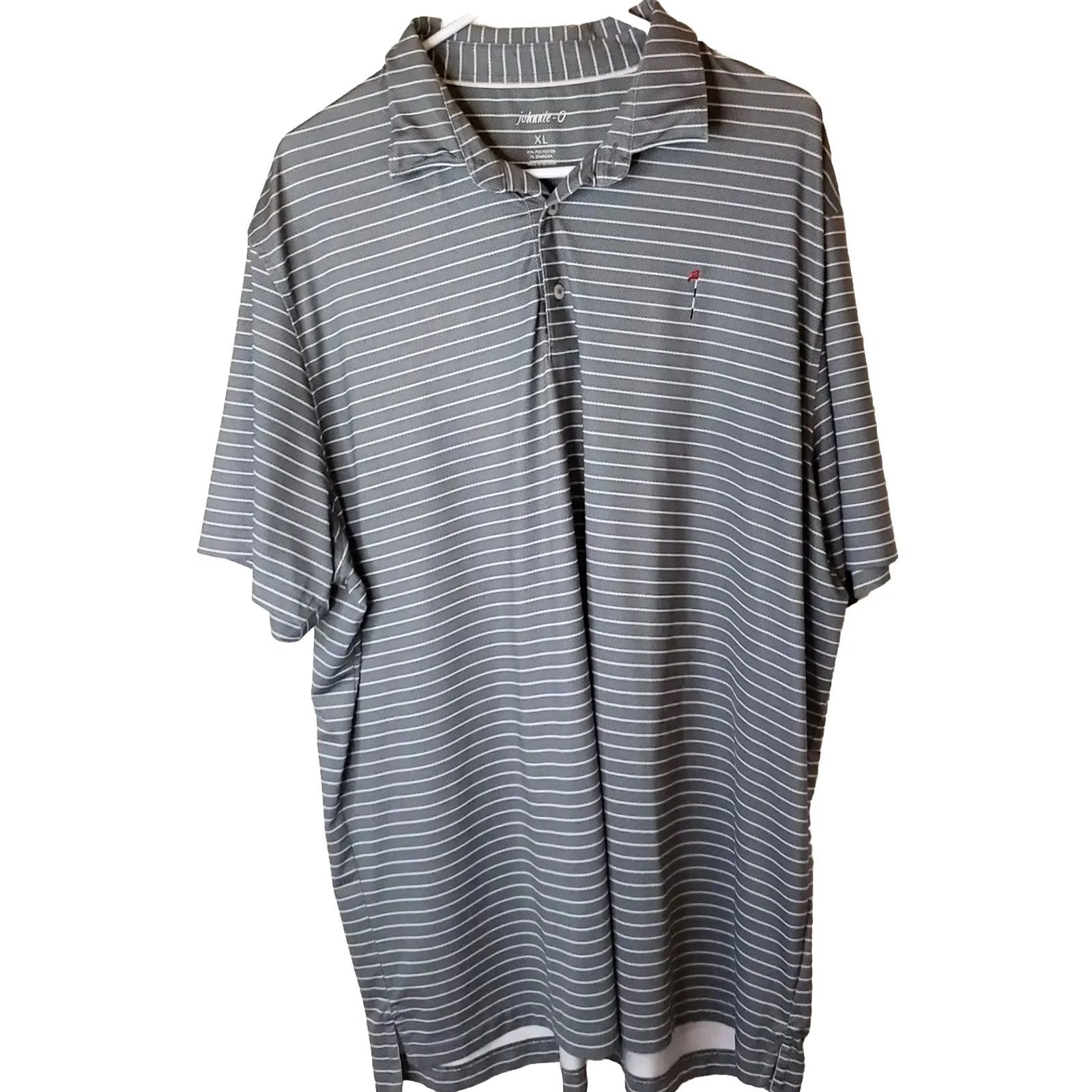 johnnie-O johnnie-O Dante Polo Golf Short Sleeve Shirt Gray White Stripes Men's XL Polo Shirt Size US XL / EU 56 / 4 - 2 Thumbnail